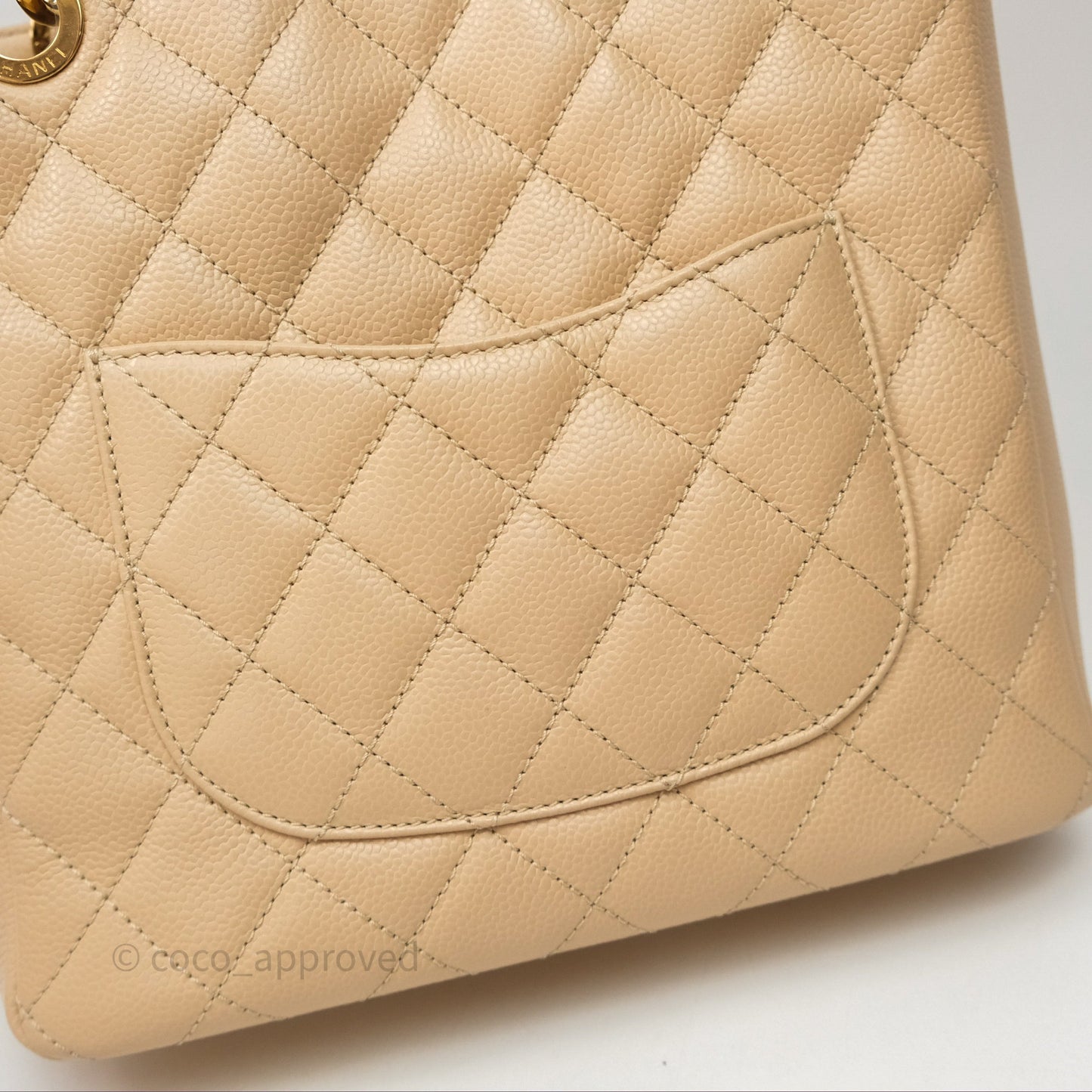 Chanel Vertical GST Beige Caviar Gold Hardware