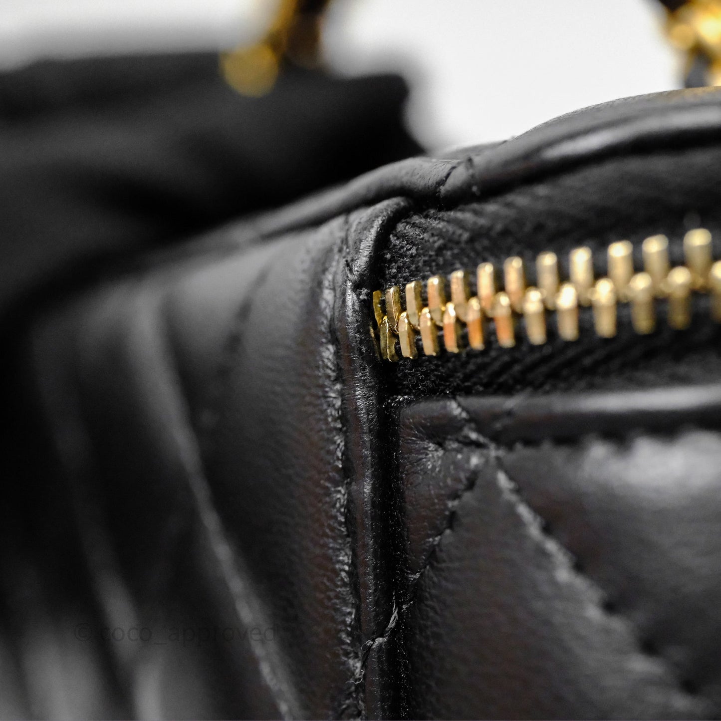 Chanel Vanity Rectangular Top Handle Black Lambskin Aged Gold Hardware