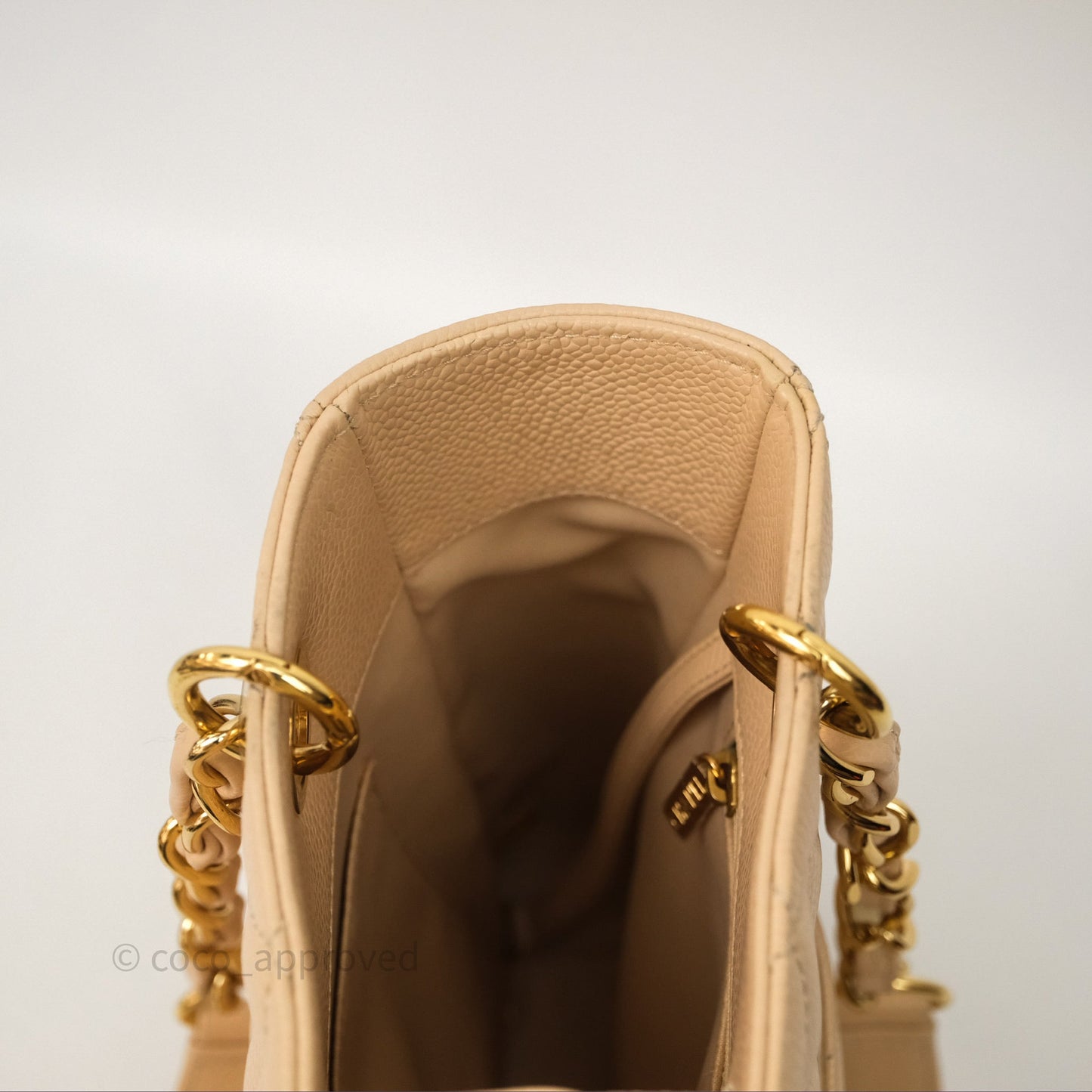 Chanel Vertical GST Beige Caviar Gold Hardware