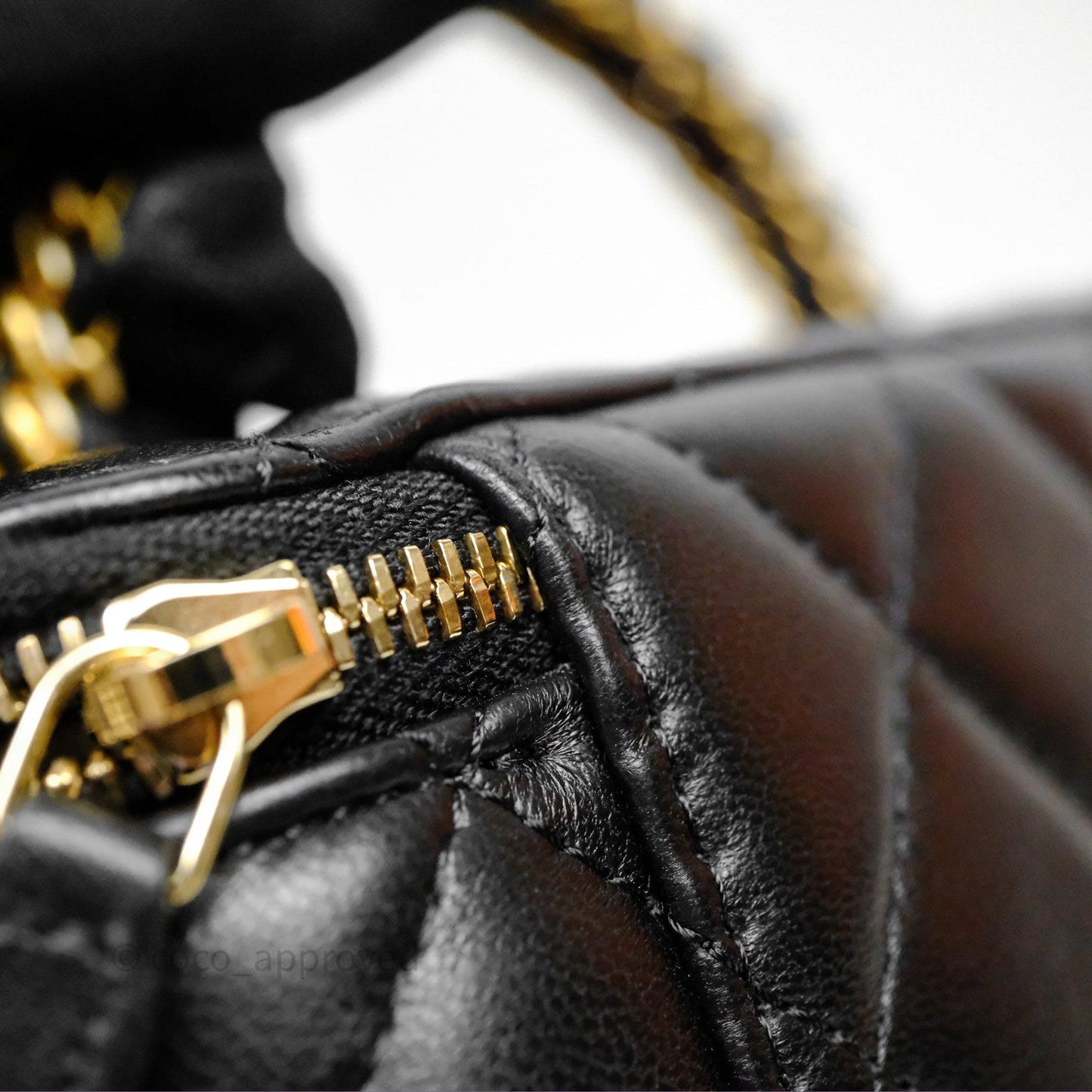 Chanel Vanity Rectangular Top Handle Black Lambskin Aged Gold Hardware