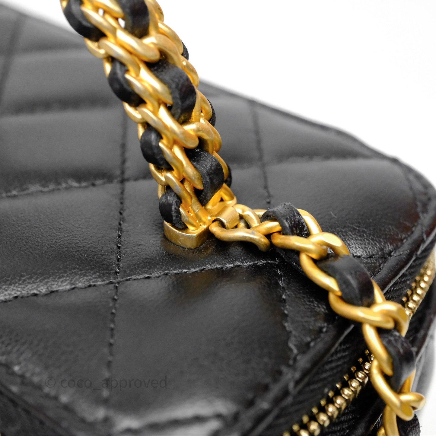 Chanel Vanity Rectangular Top Handle Black Lambskin Aged Gold Hardware