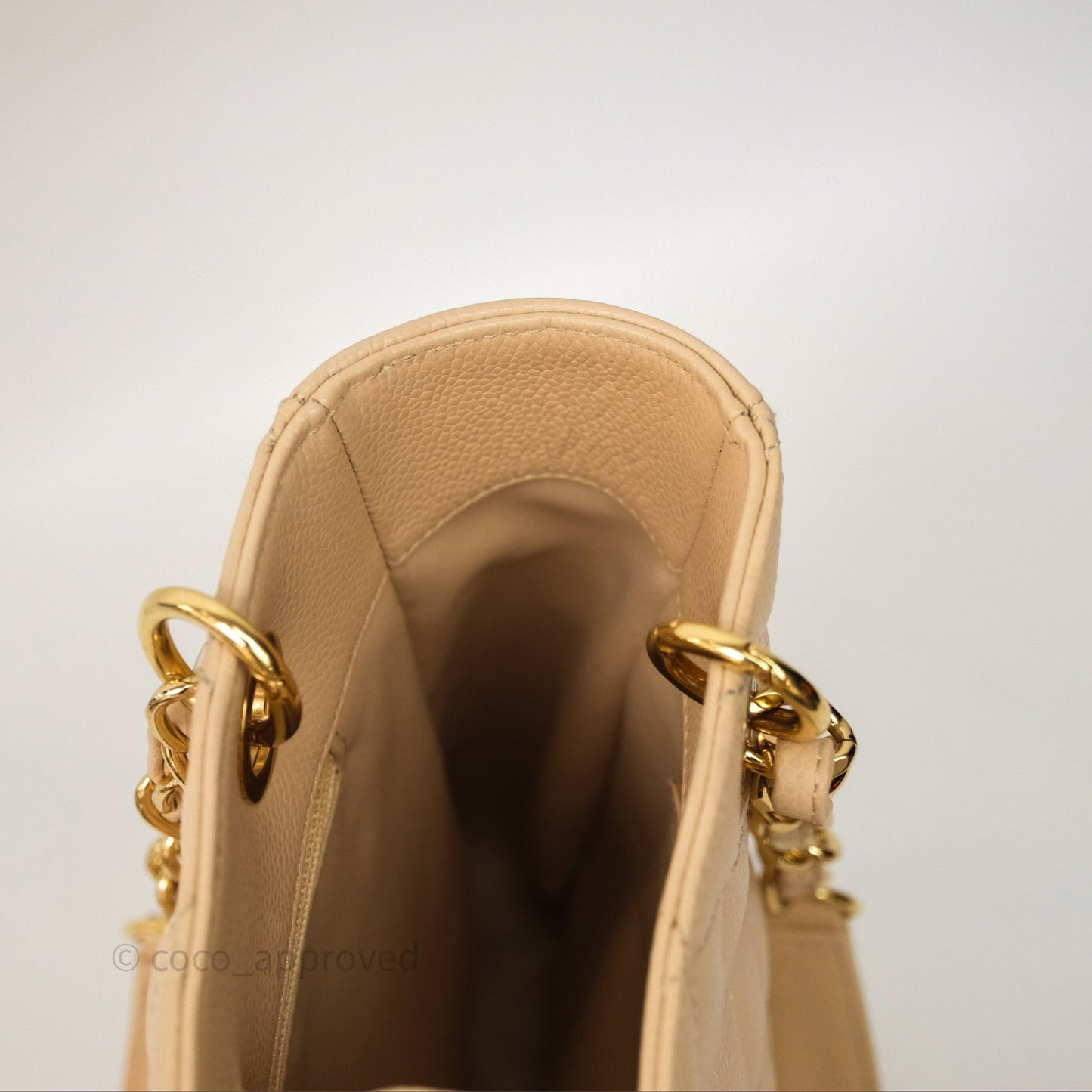 Chanel Vertical GST Beige Caviar Gold Hardware