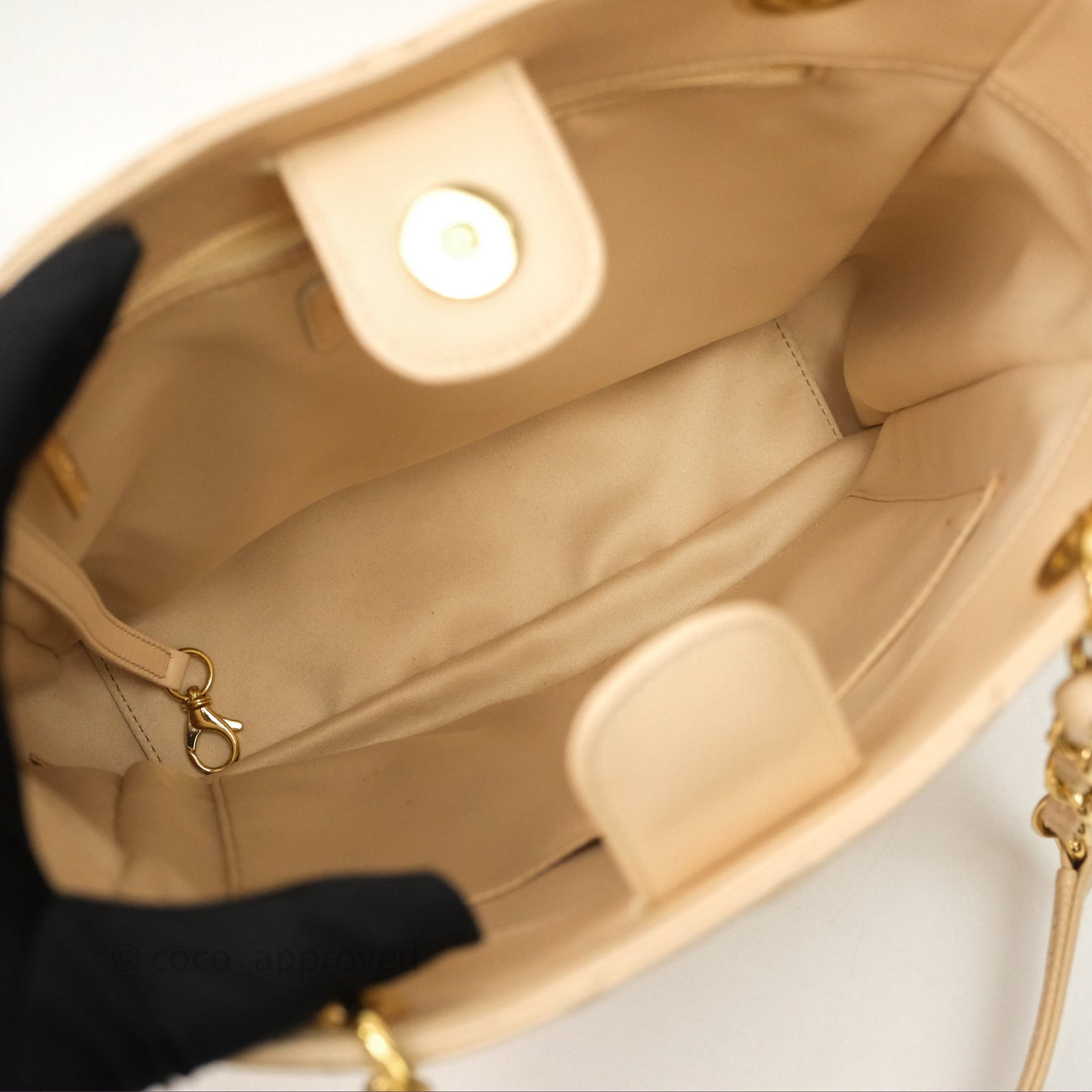 Chanel Vertical GST Beige Caviar Gold Hardware