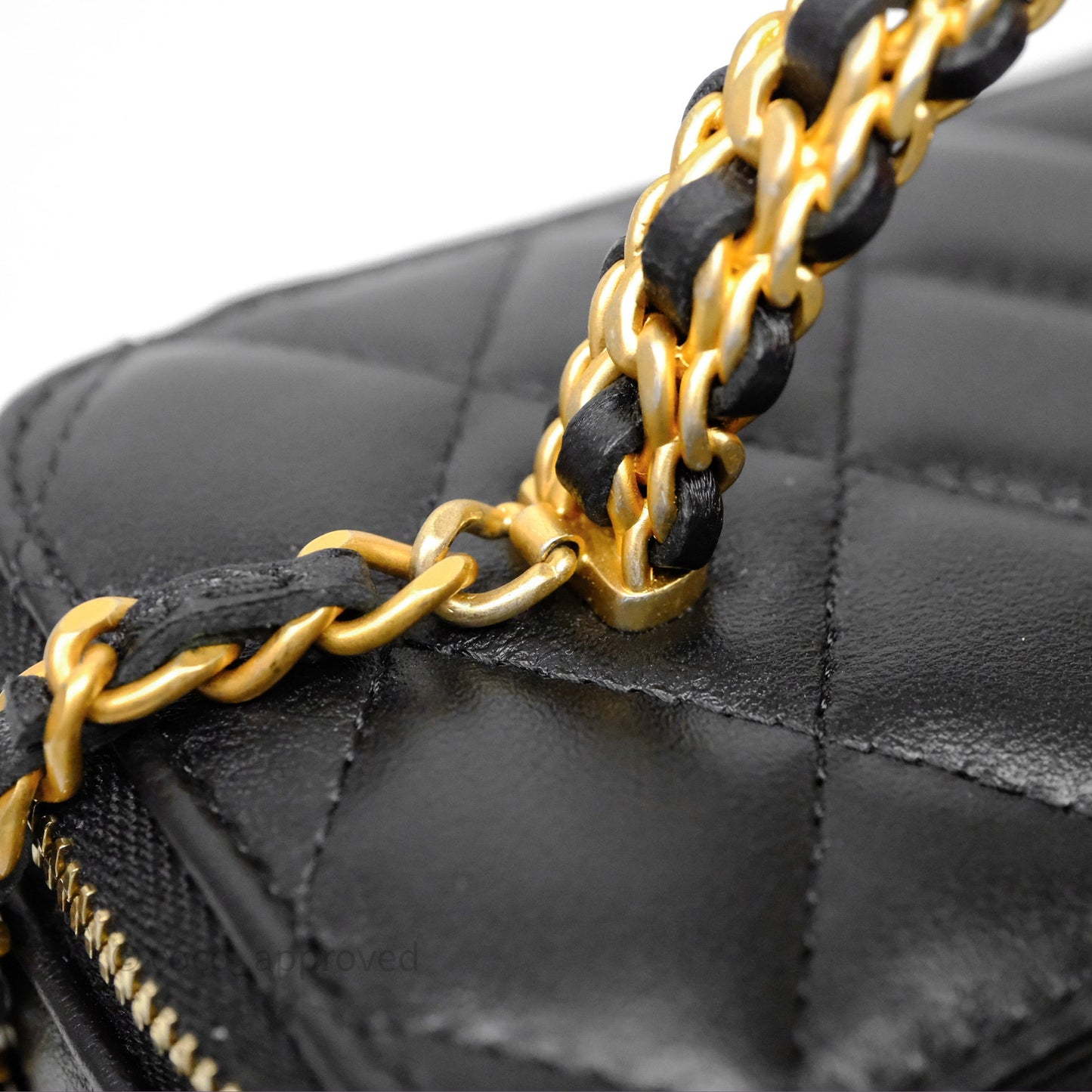 Chanel Vanity Rectangular Top Handle Black Lambskin Aged Gold Hardware