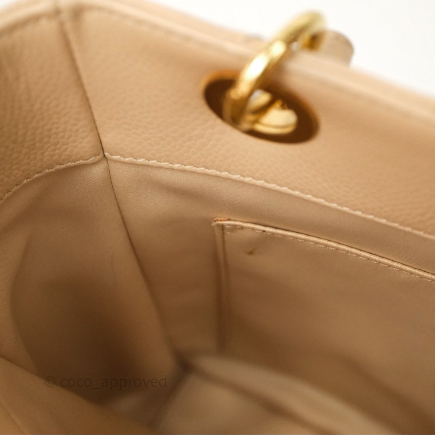 Chanel Vertical GST Beige Caviar Gold Hardware