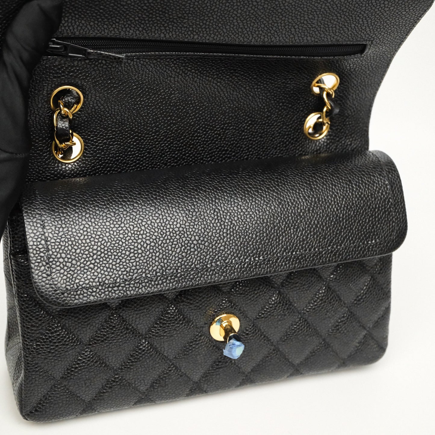 Chanel Small Classic Flap Quilted Black Caviar Gold Hardware