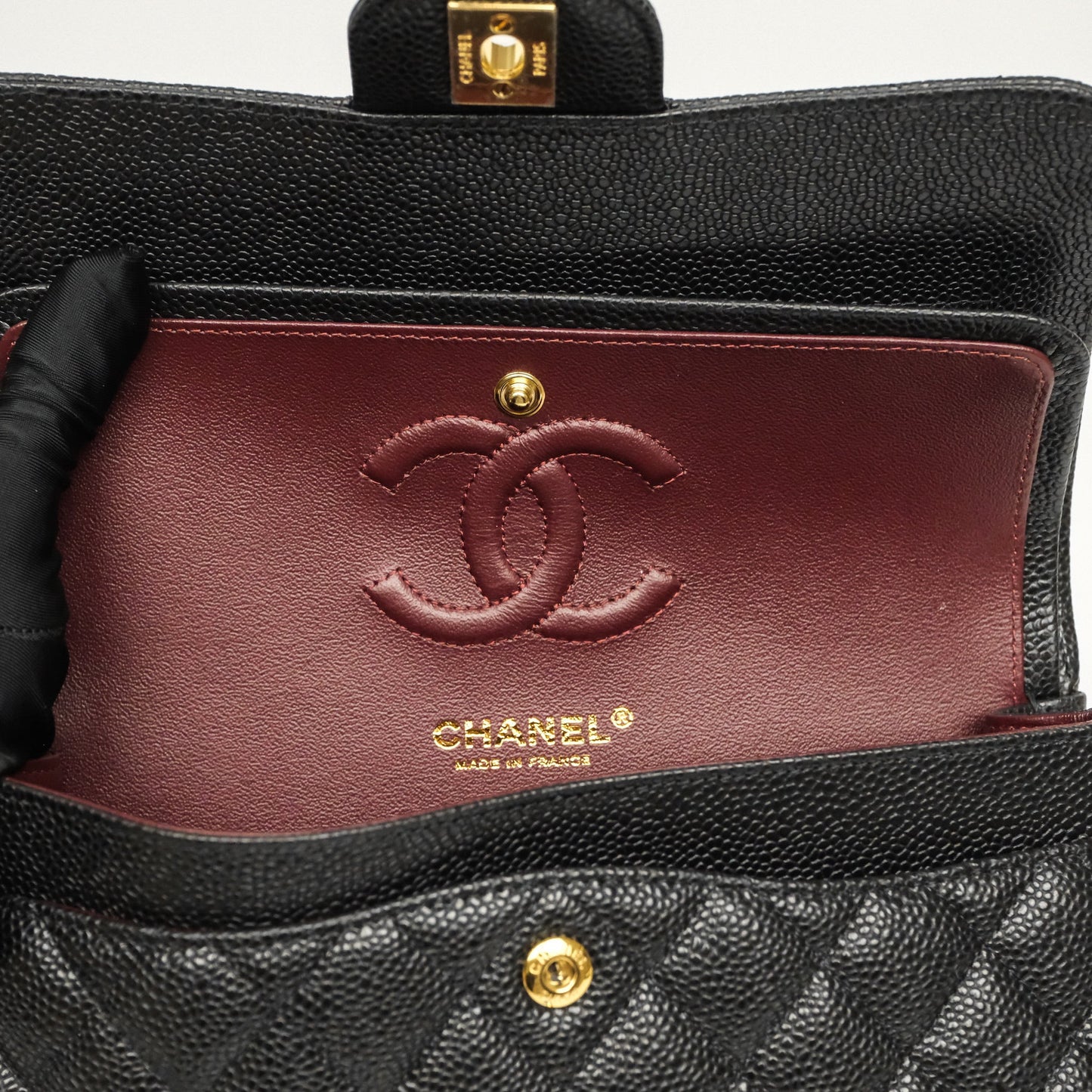 Chanel Small Classic Flap Quilted Black Caviar Gold Hardware