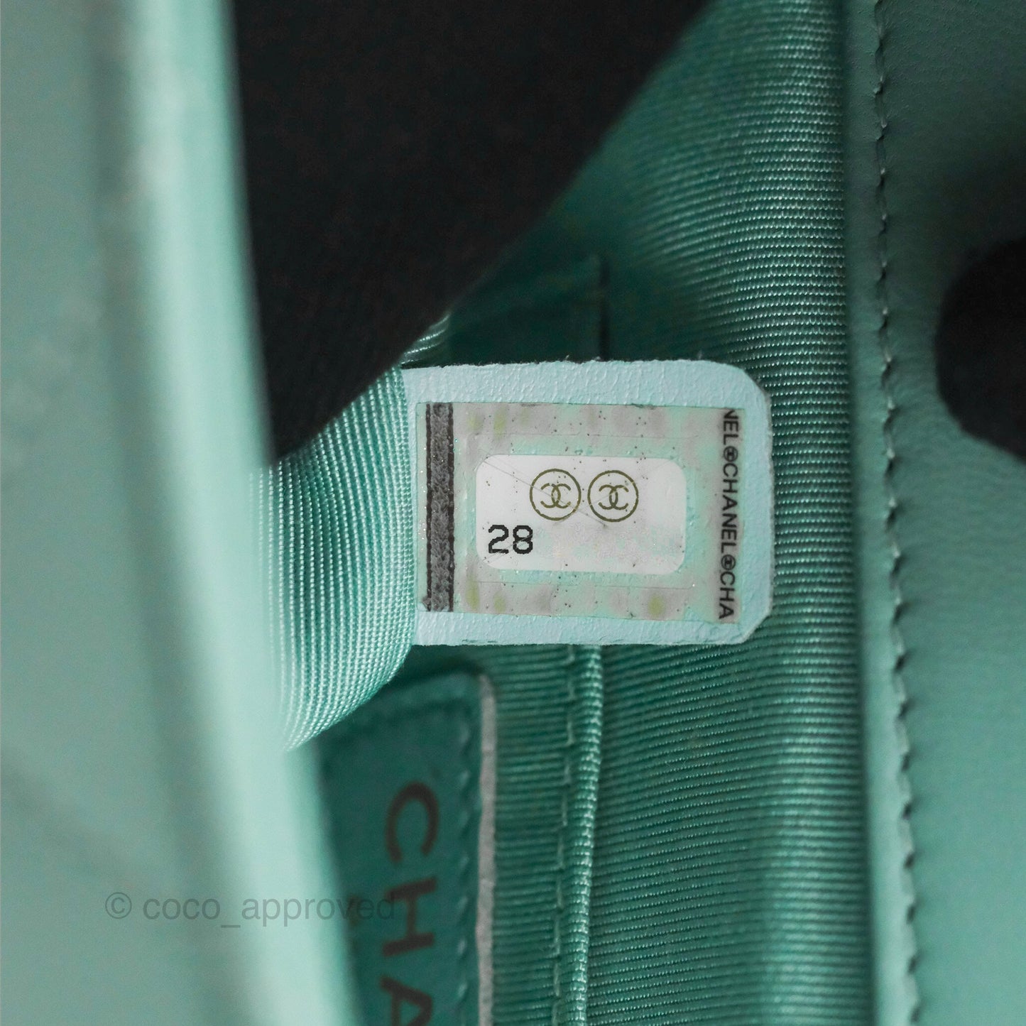 Chanel Circular Handle Square Flap Bag Tiffany Blue Lambskin Aged Gold Hardware
