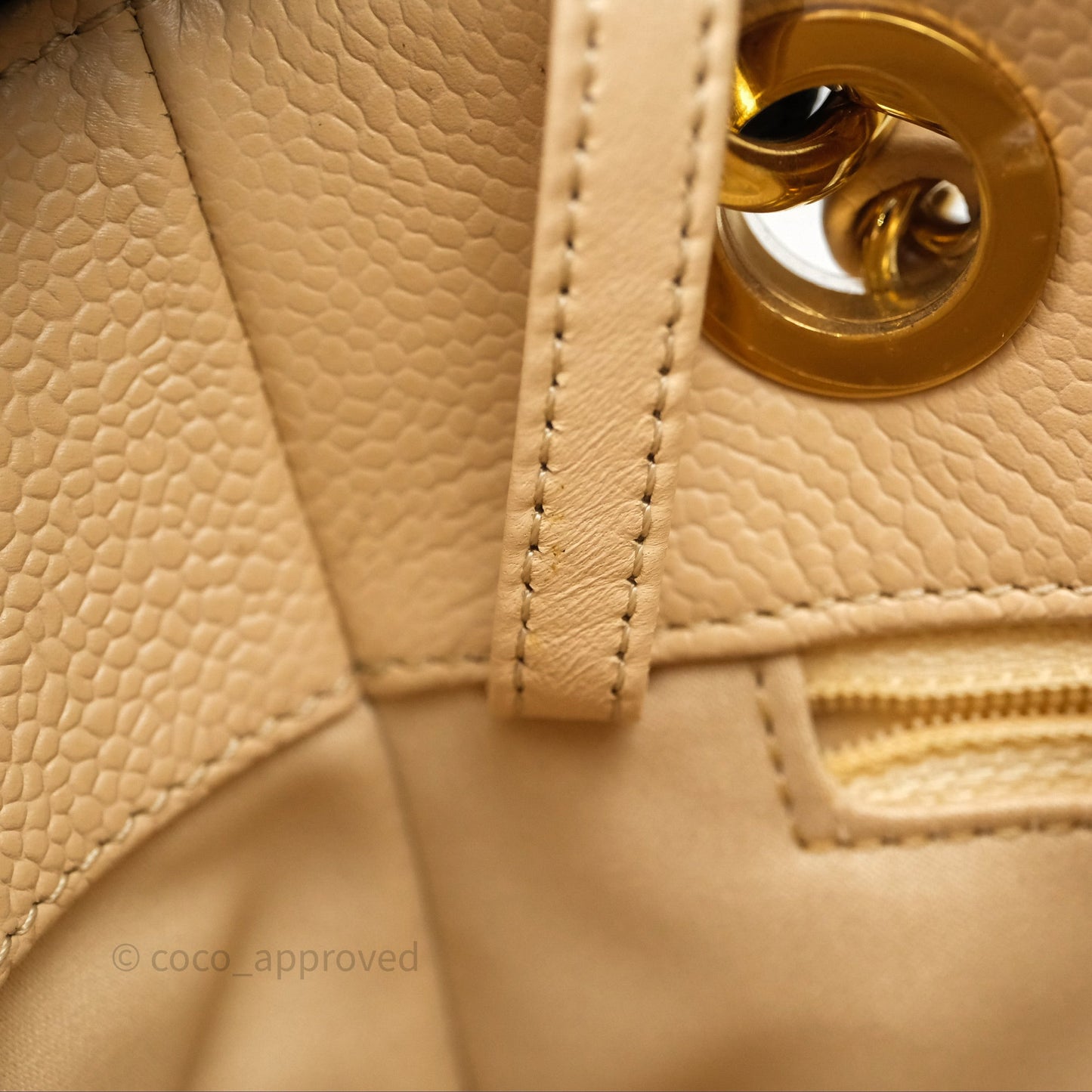 Chanel Vertical GST Beige Caviar Gold Hardware