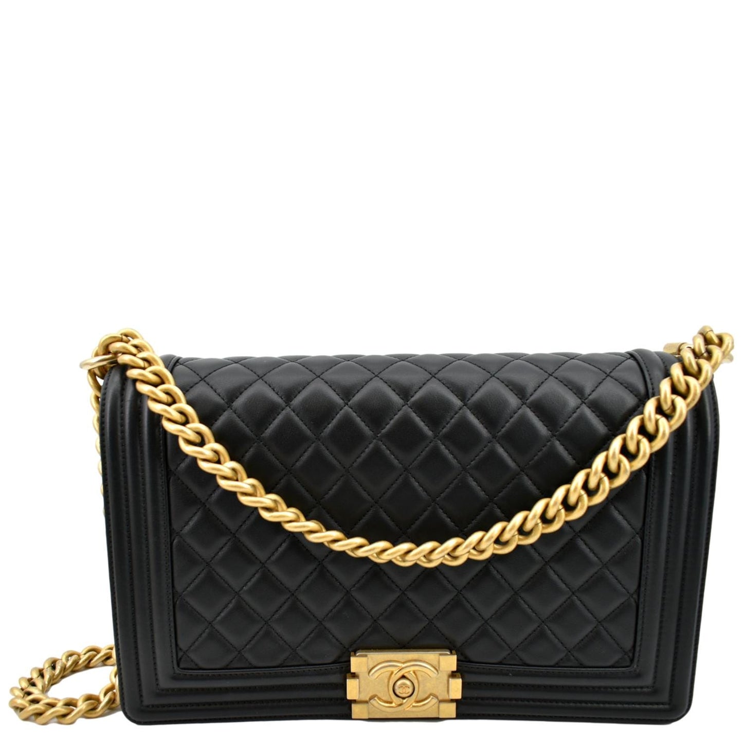 Luxury Chanel Medium Boy Flap Calf Leather Shoulder Bag Black