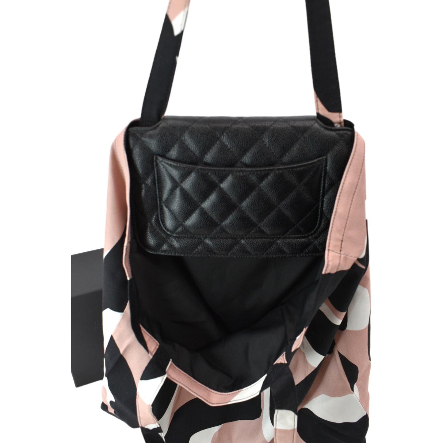 CHANEL Women 2Way Foldable Leather Satchel Crossbody Bag Black