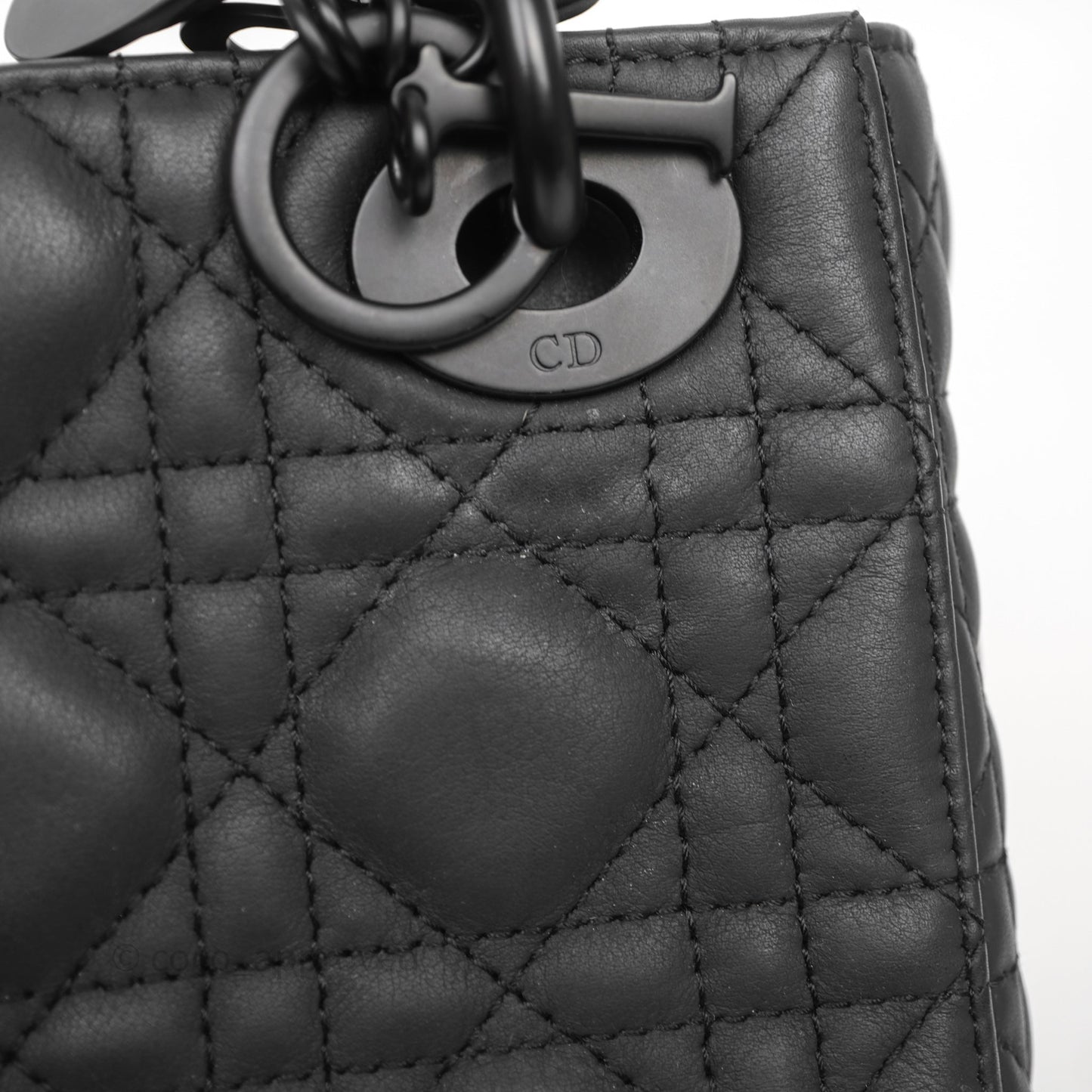 Christian Dior Mini Lady Dior Ultra Matte Black Cannage Calfskin