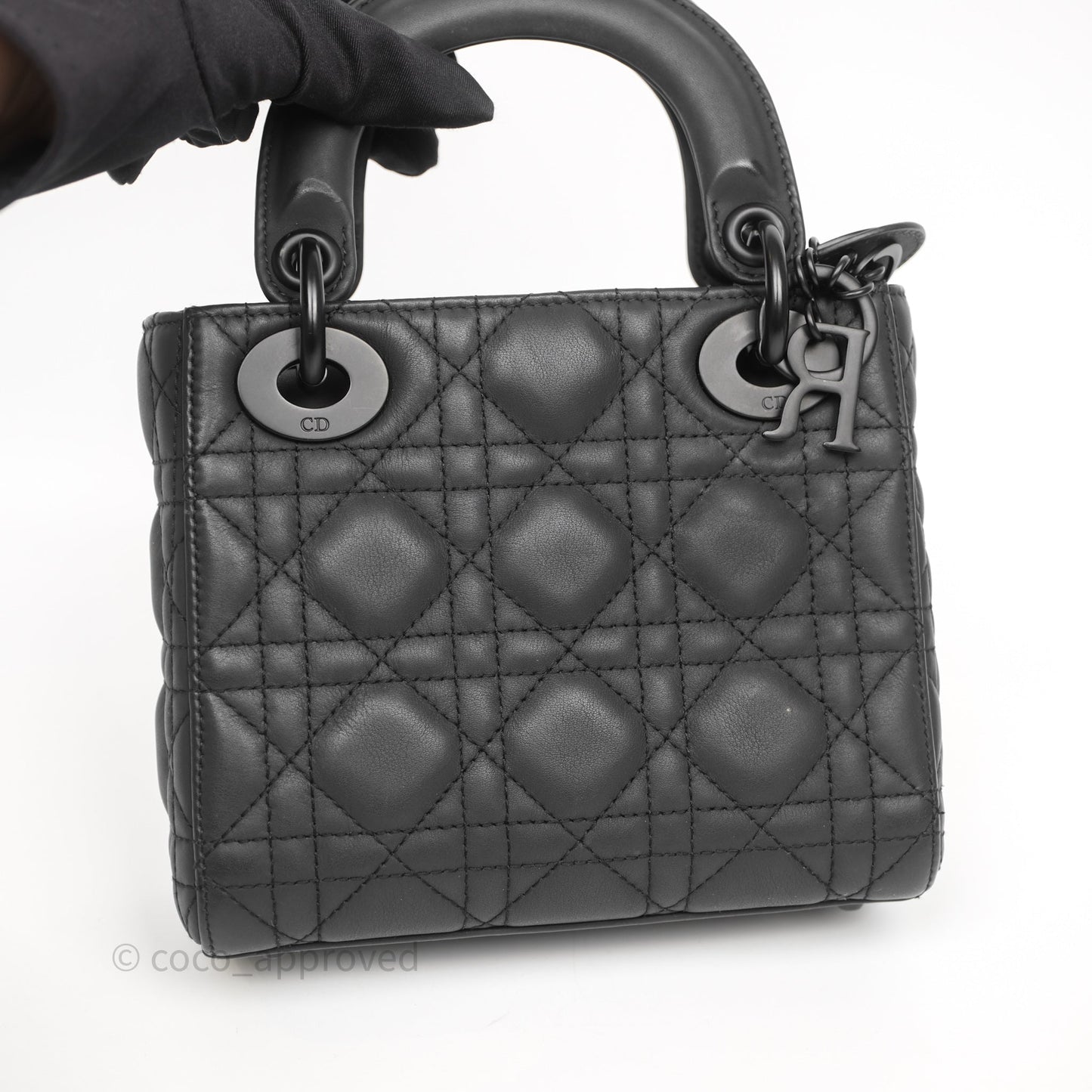 Christian Dior Mini Lady Dior Ultra Matte Black Cannage Calfskin