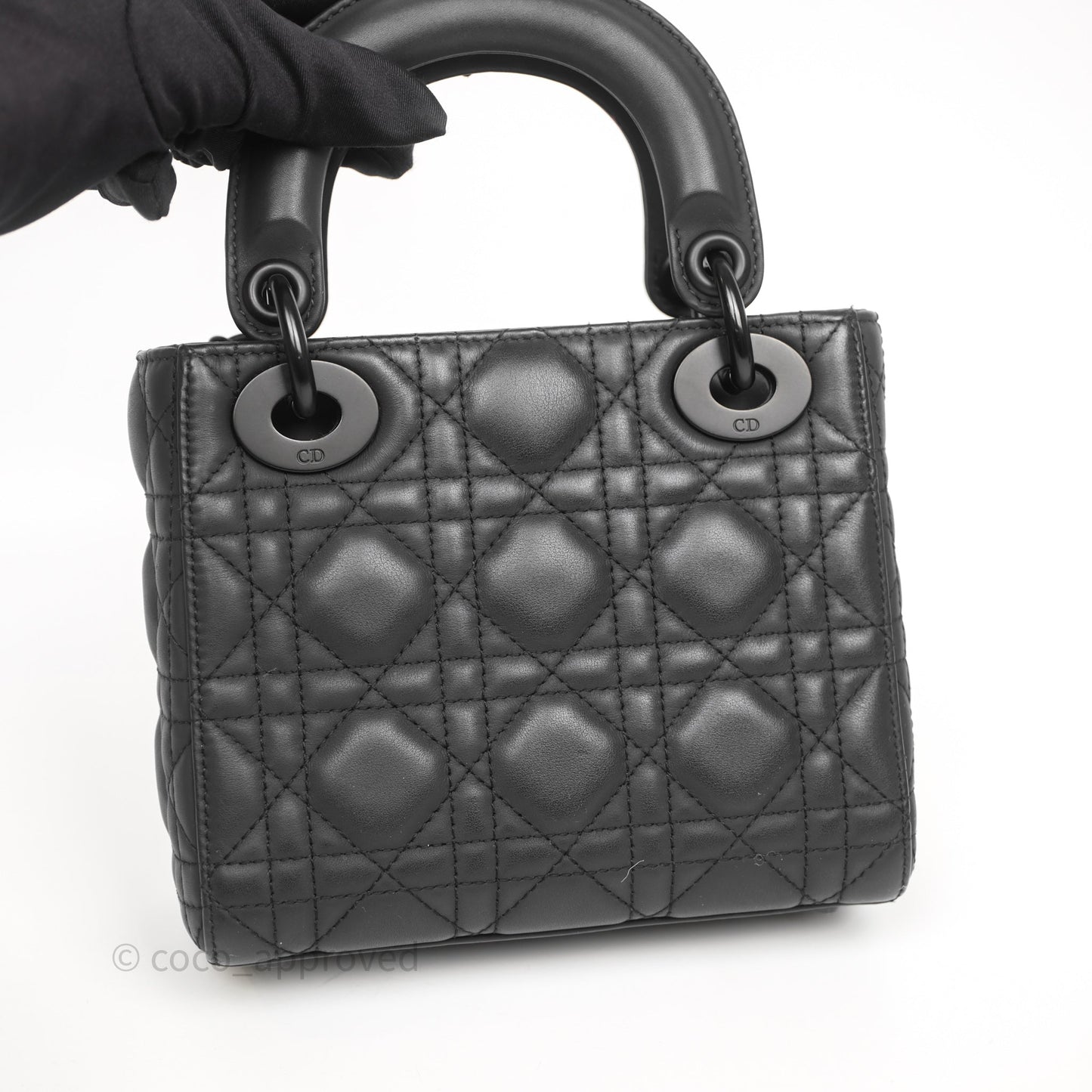 Christian Dior Mini Lady Dior Ultra Matte Black Cannage Calfskin