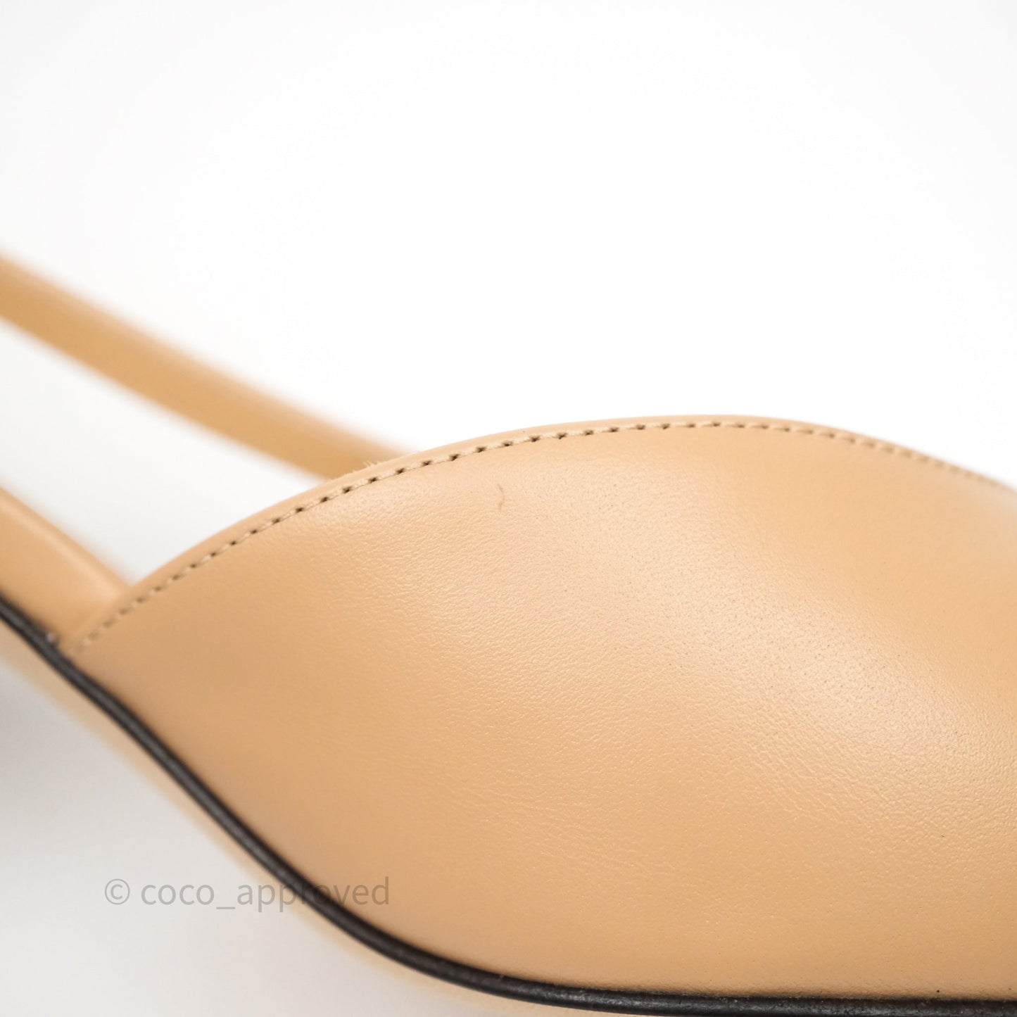 Chanel Classic Slingback Beige Black Leather Size 37