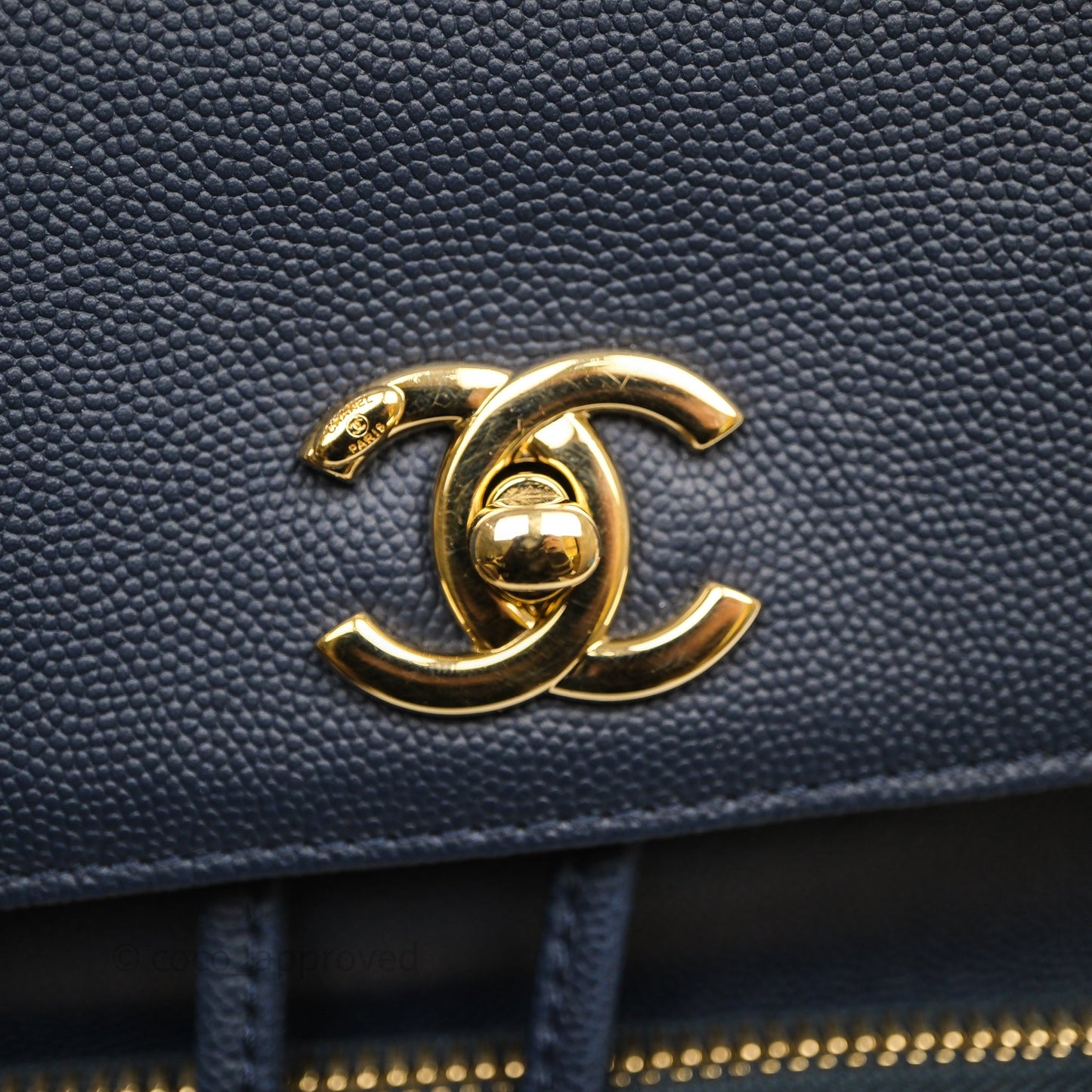 Chanel Quilted Business Affinity Backpack Navy Caviar Gold Hardware