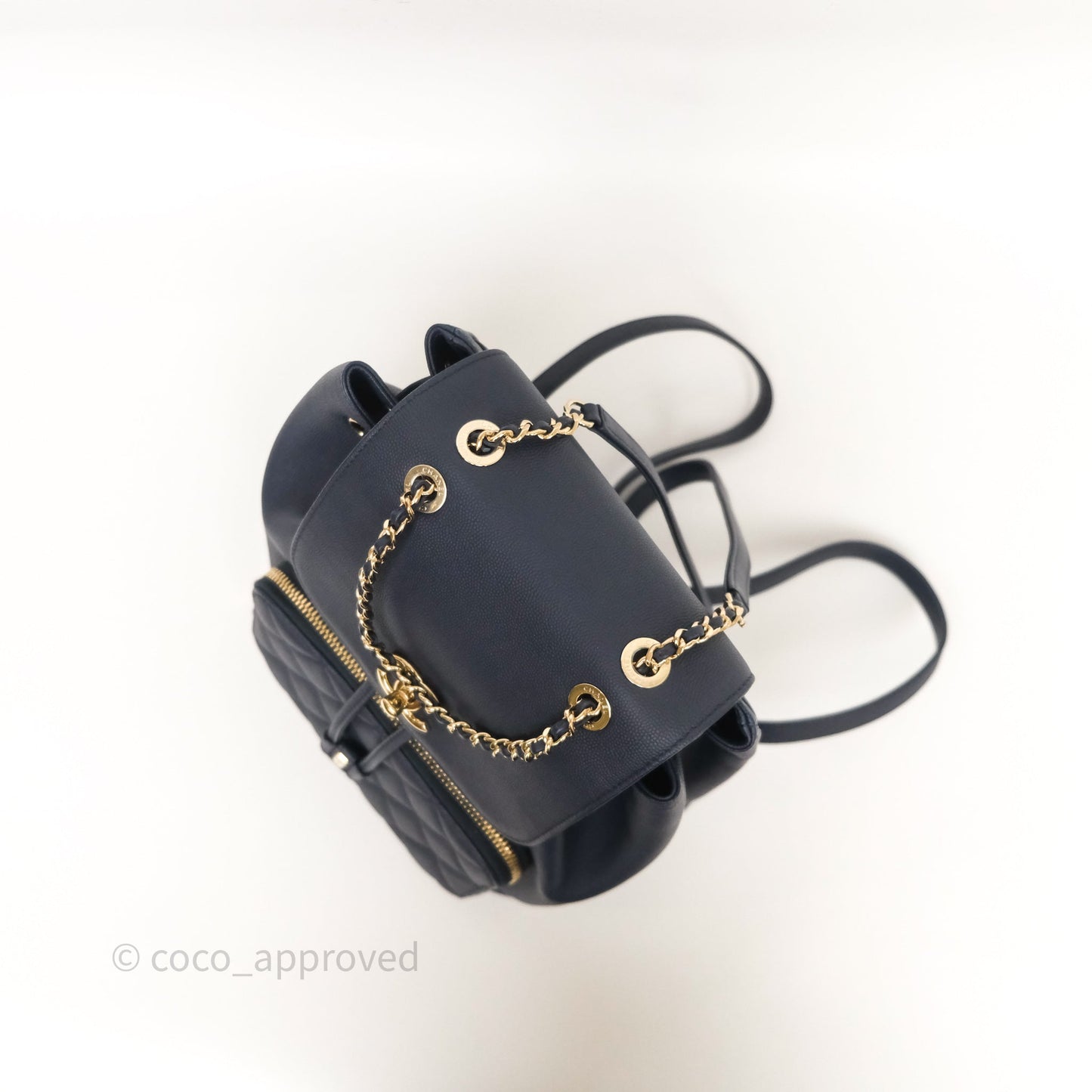 Chanel Quilted Business Affinity Backpack Navy Caviar Gold Hardware