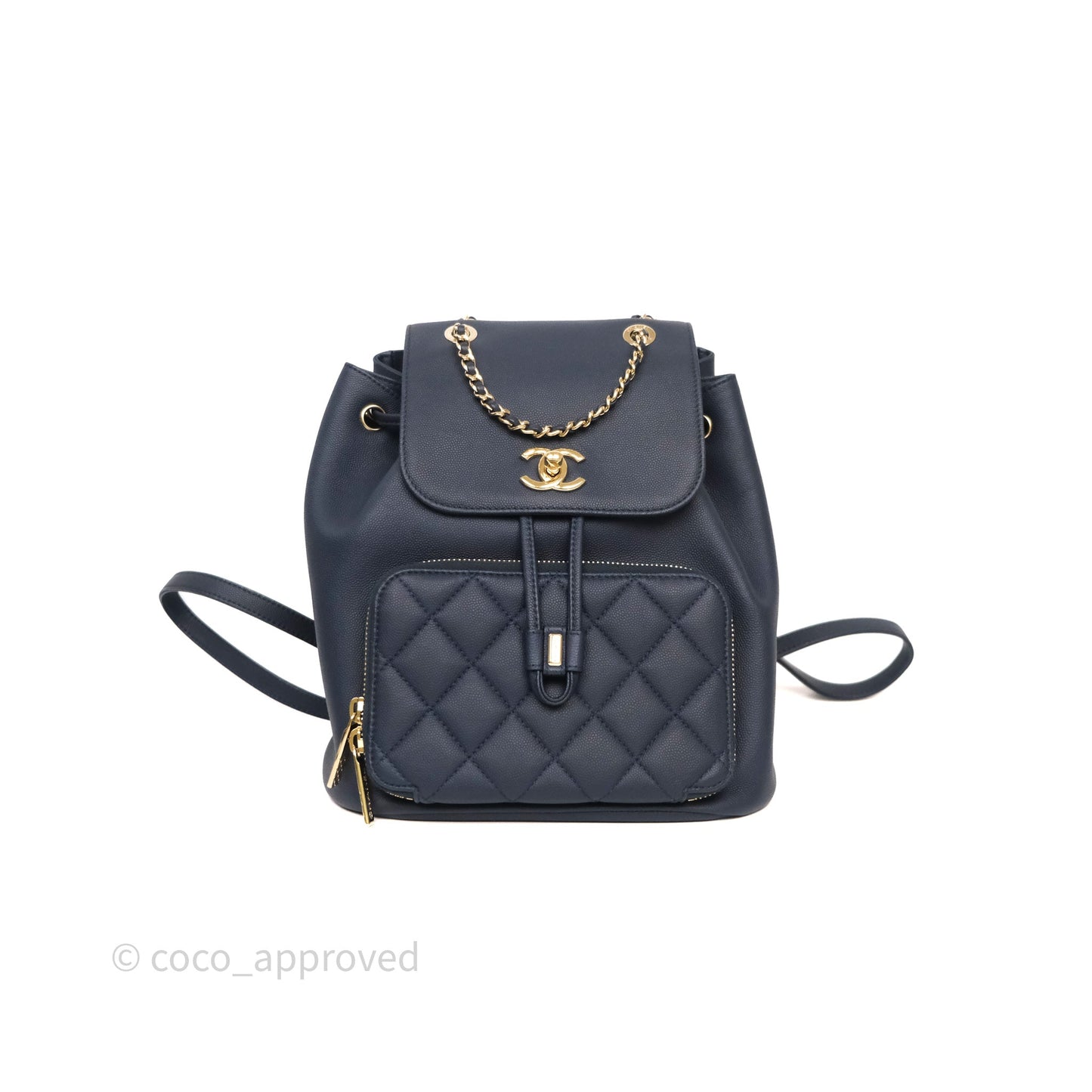 Chanel Quilted Business Affinity Backpack Navy Caviar Gold Hardware