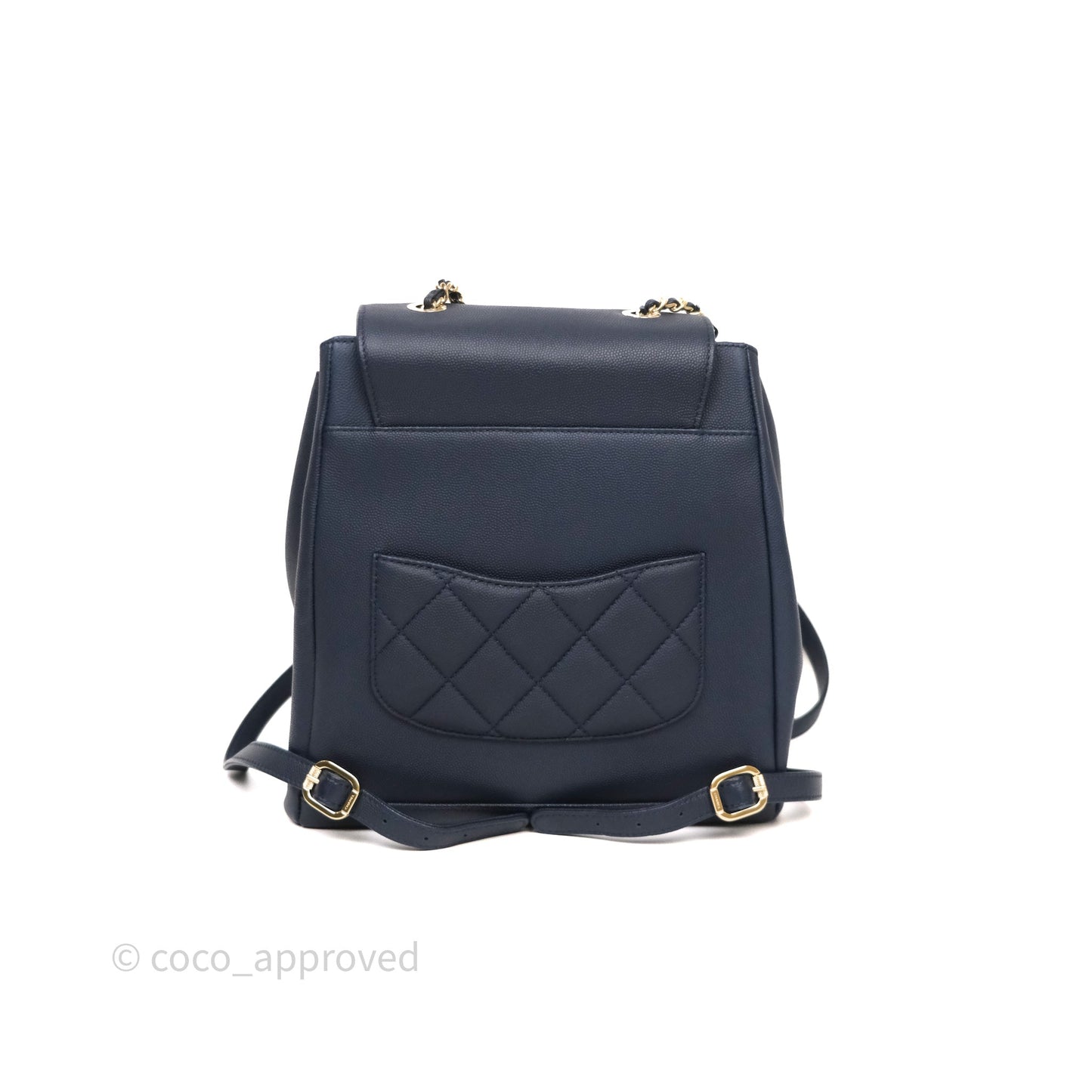 Chanel Quilted Business Affinity Backpack Navy Caviar Gold Hardware
