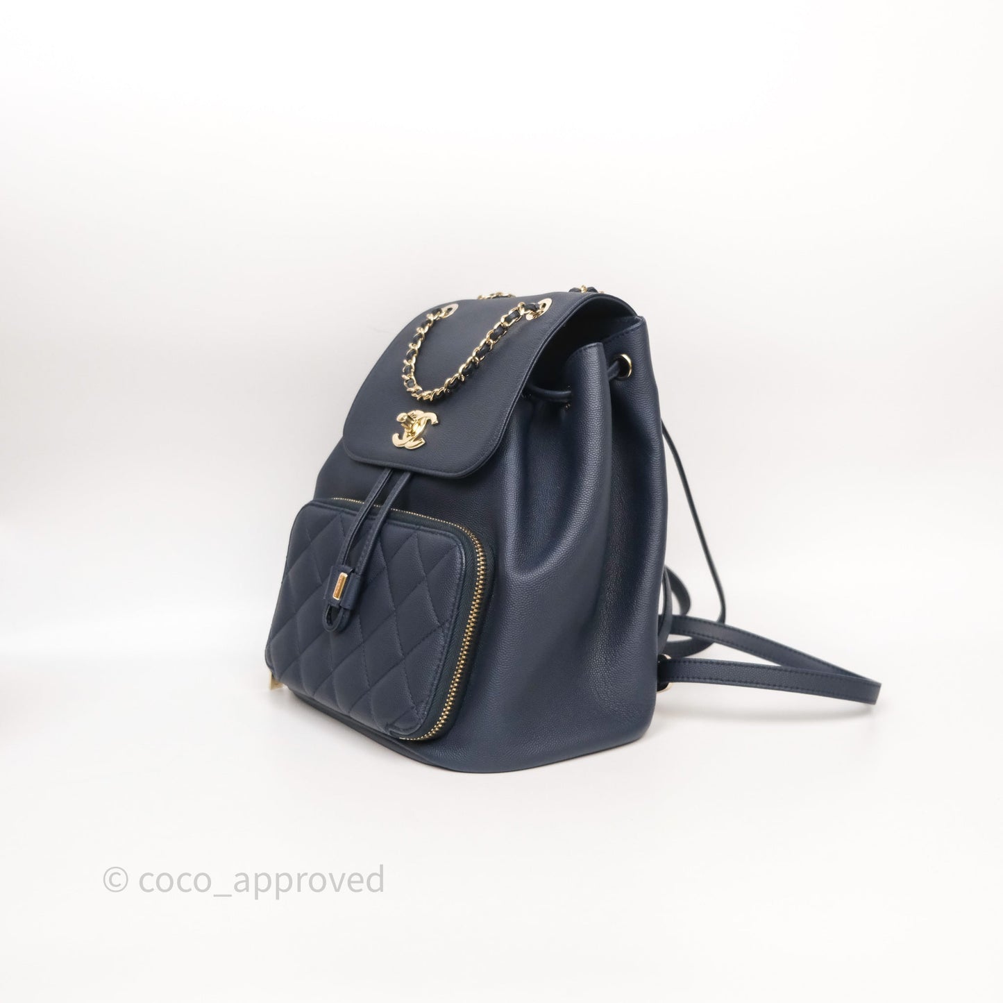 Chanel Quilted Business Affinity Backpack Navy Caviar Gold Hardware