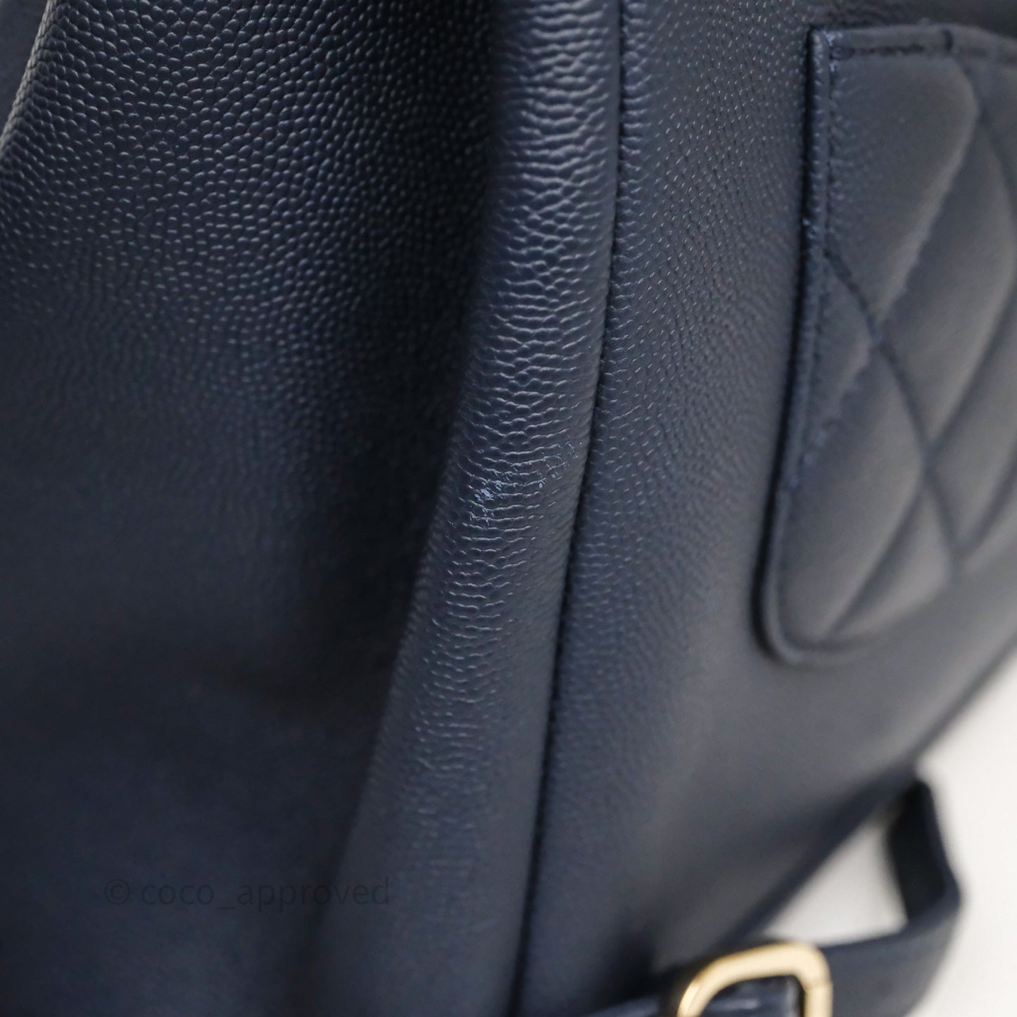 Chanel Quilted Business Affinity Backpack Navy Caviar Gold Hardware