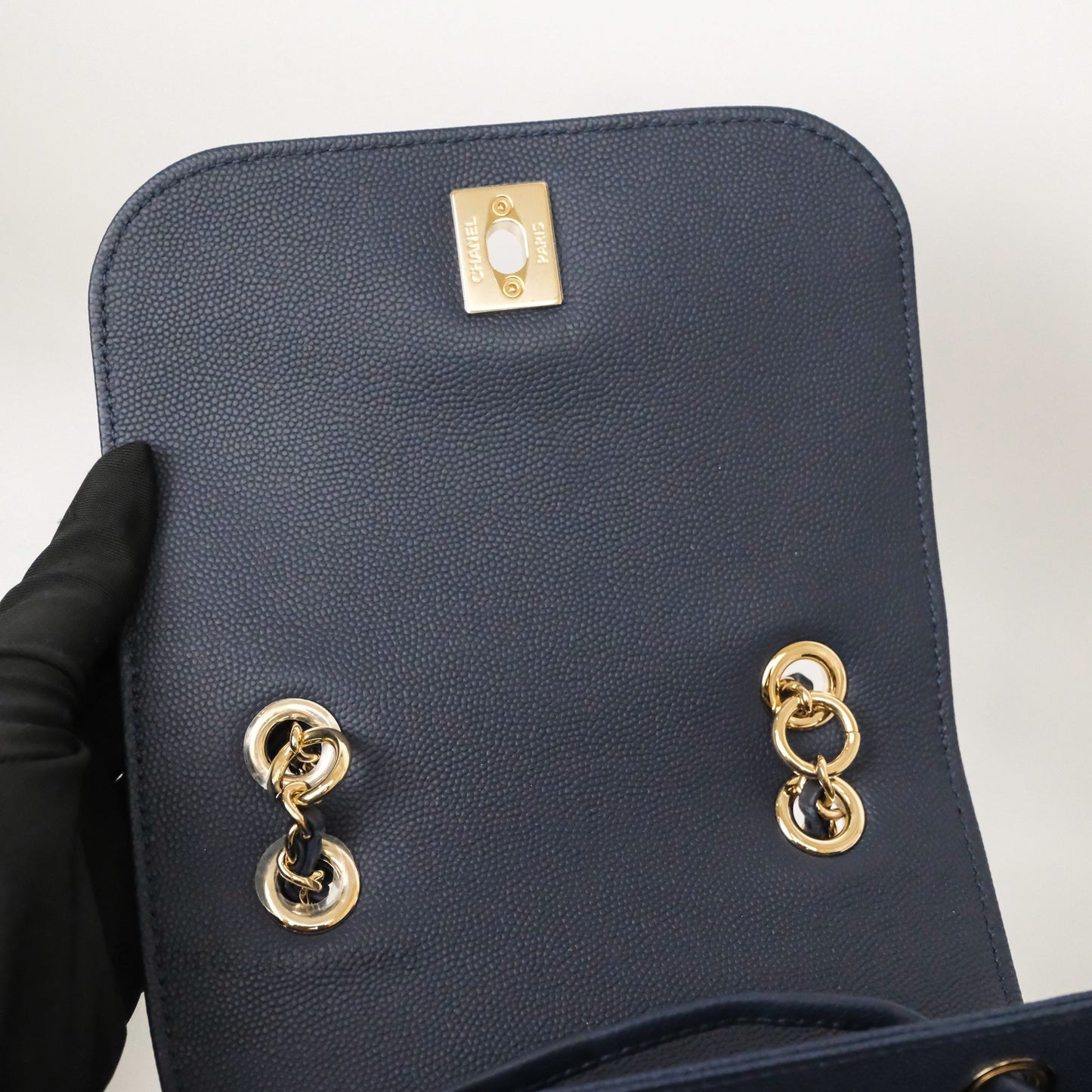 Chanel Quilted Business Affinity Backpack Navy Caviar Gold Hardware
