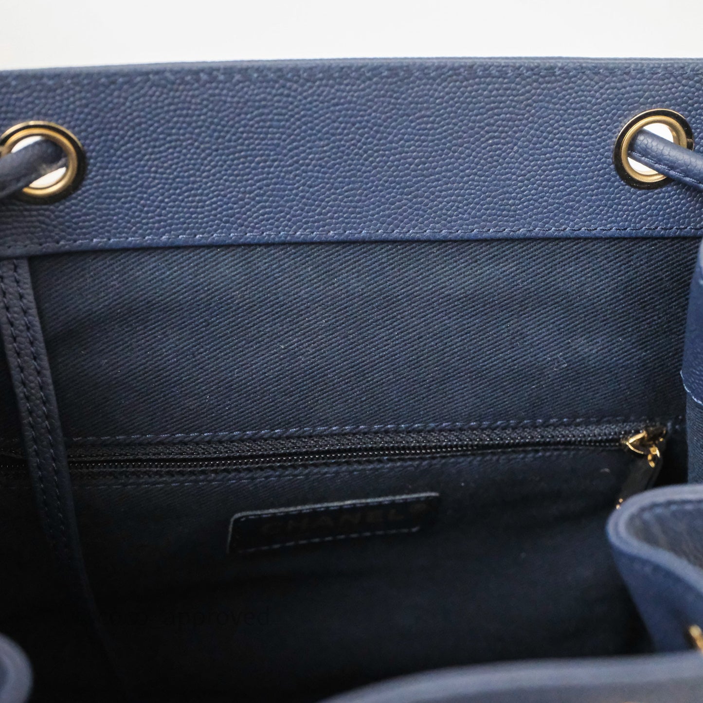 Chanel Quilted Business Affinity Backpack Navy Caviar Gold Hardware