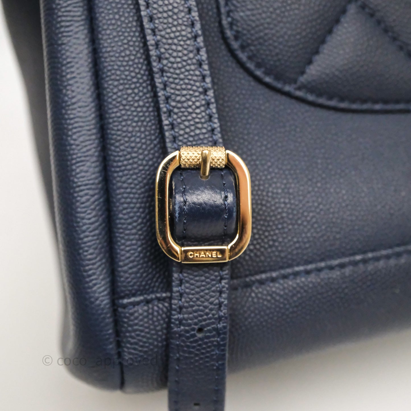 Chanel Quilted Business Affinity Backpack Navy Caviar Gold Hardware