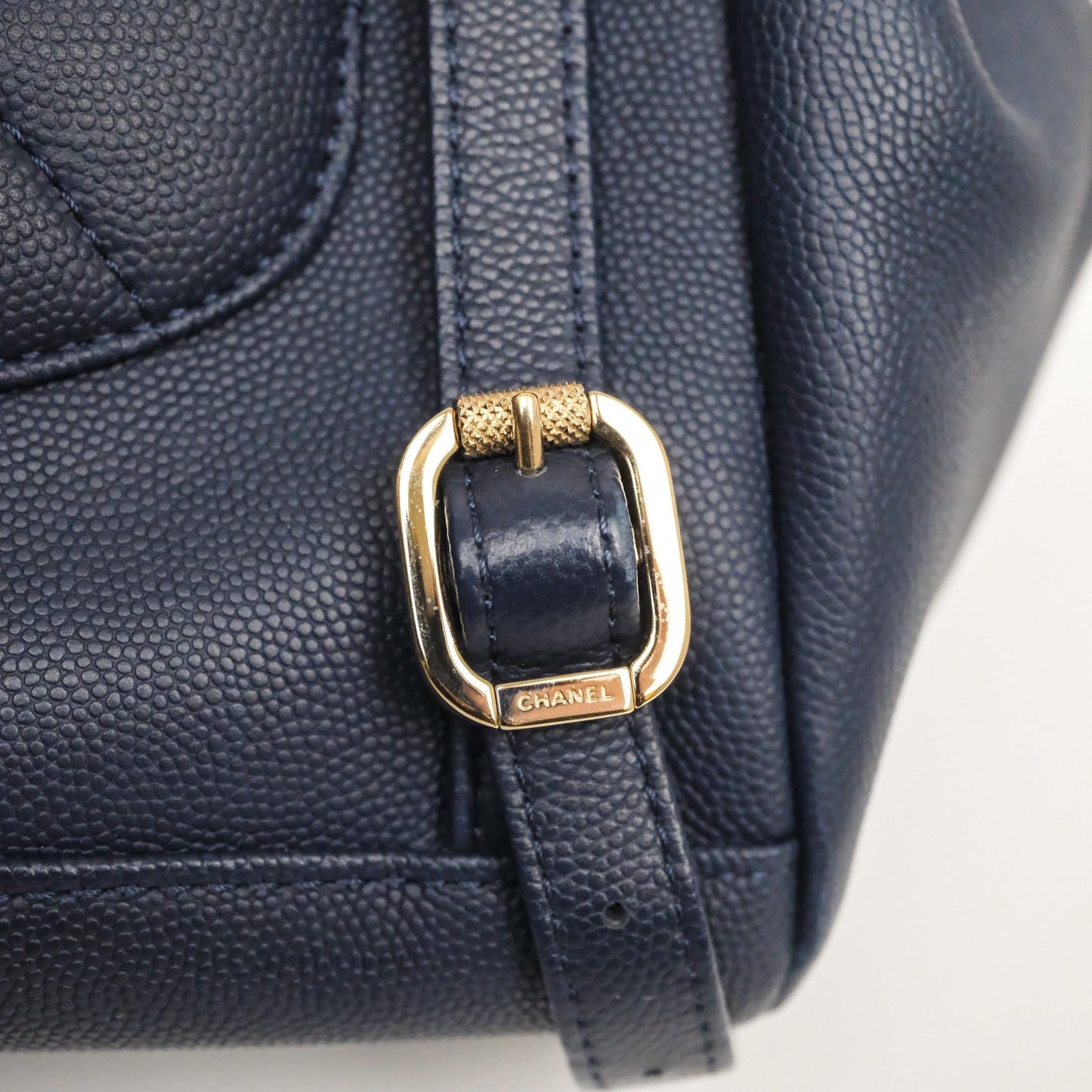 Chanel Quilted Business Affinity Backpack Navy Caviar Gold Hardware