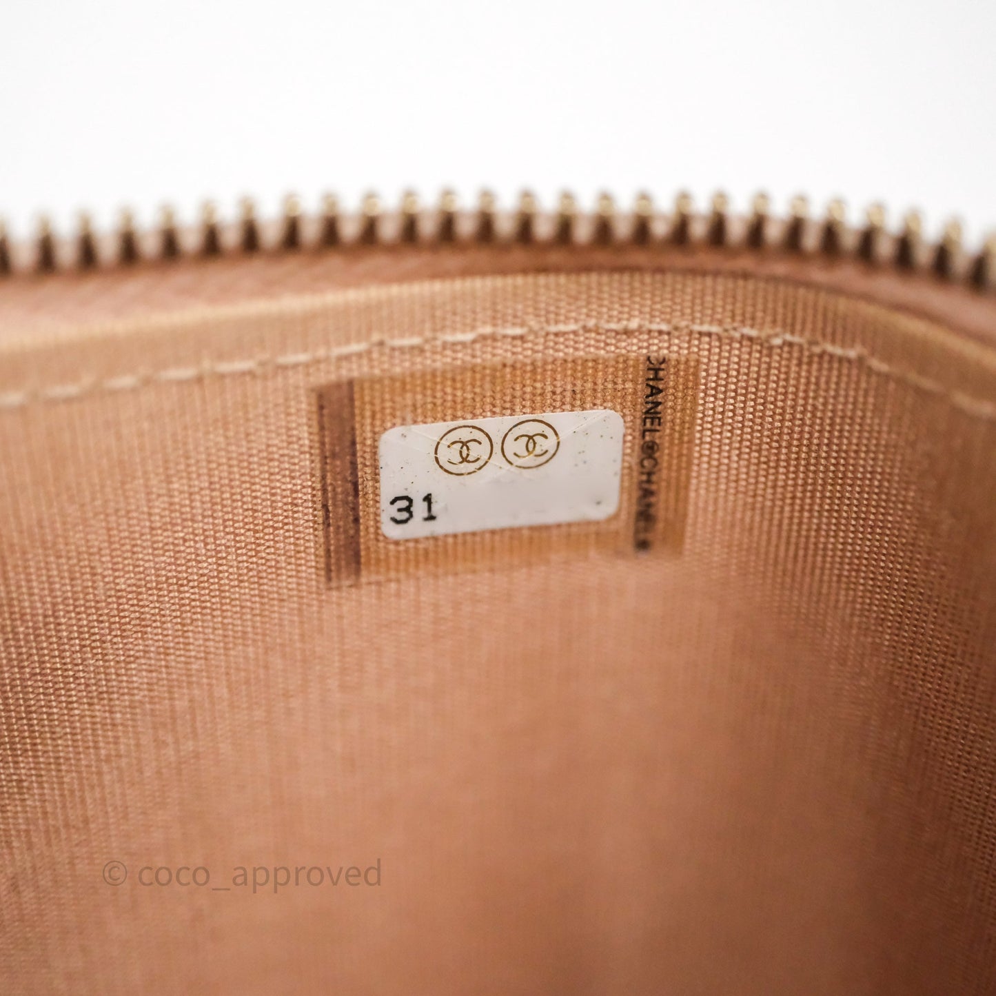 Chanel Mini Top Handle Vanity With Chain Beige Lambskin Aged Gold Hardware