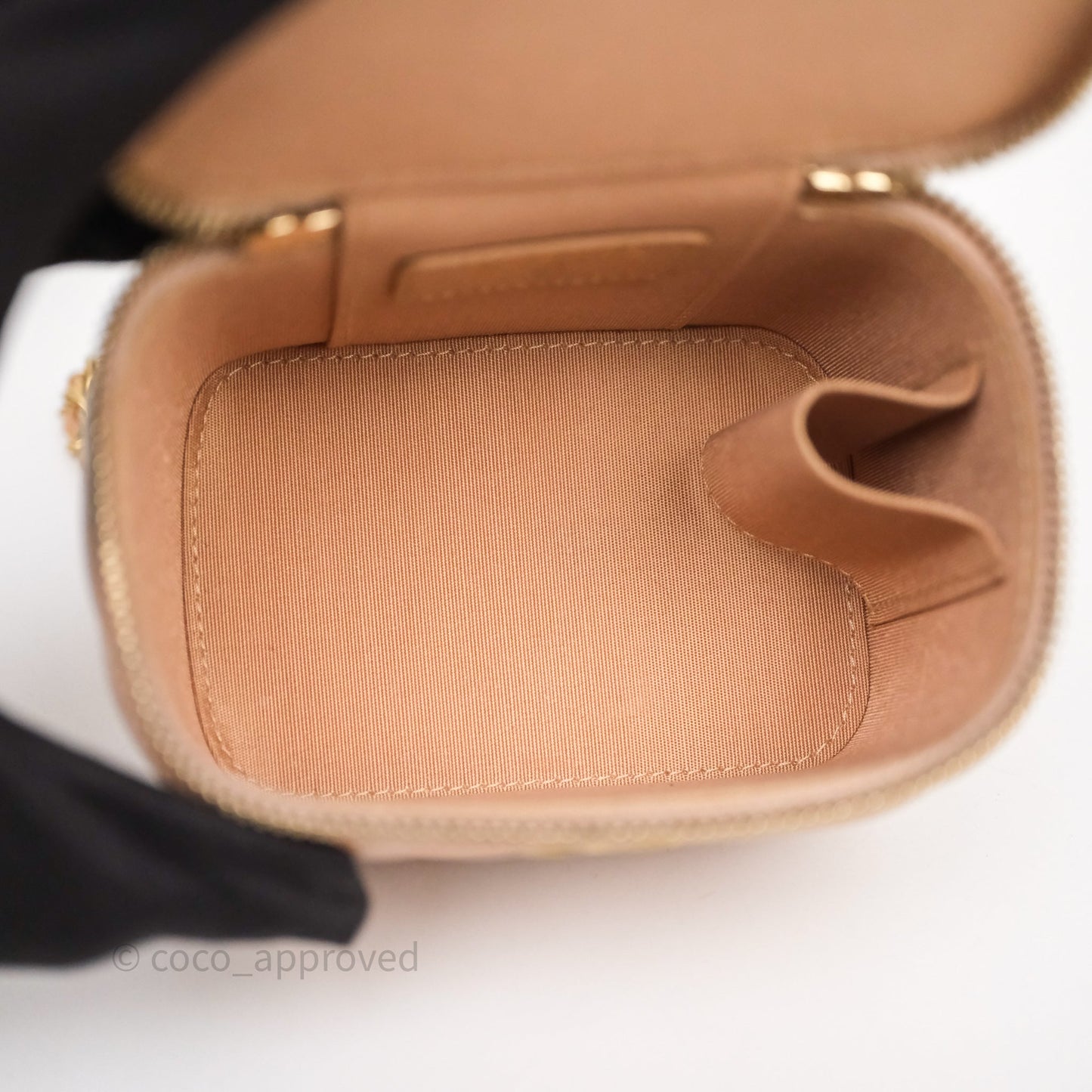 Chanel Mini Top Handle Vanity With Chain Beige Lambskin Aged Gold Hardware