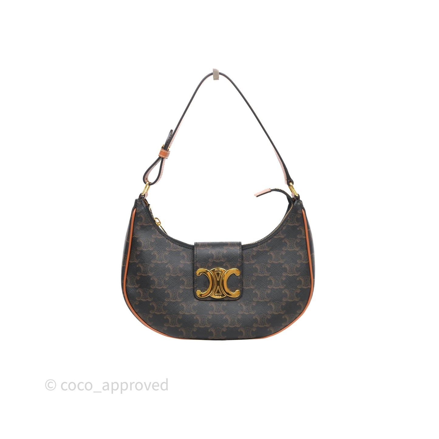 Celine Medium Ava Triomphe Bag Triomphe Canvas Tan Calfskin