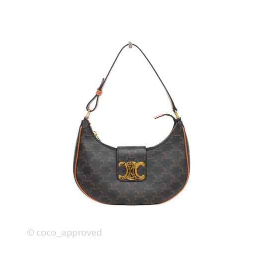Celine Medium Ava Triomphe Bag Triomphe Canvas Tan Calfskin