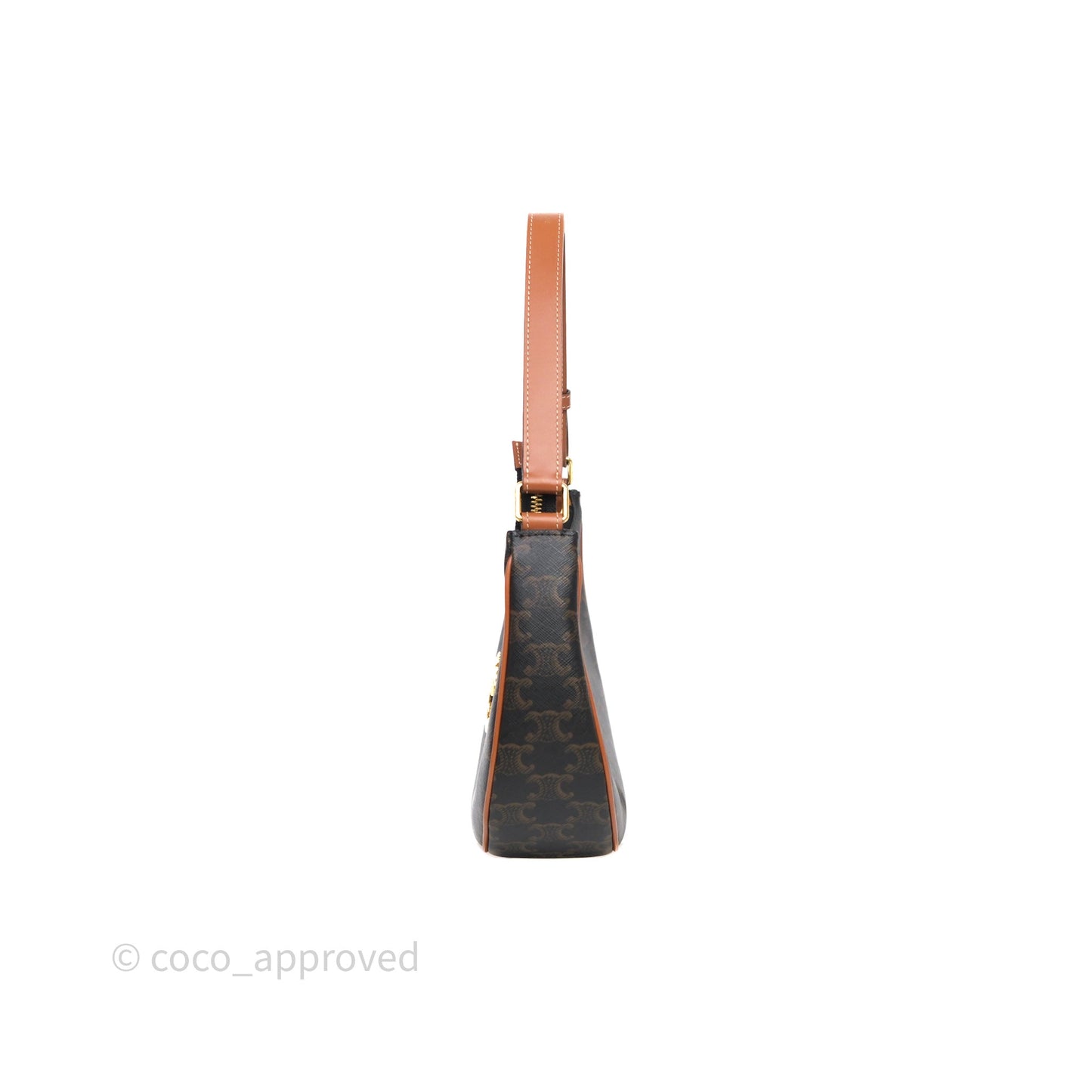Celine Medium Ava Triomphe Bag Triomphe Canvas Tan Calfskin