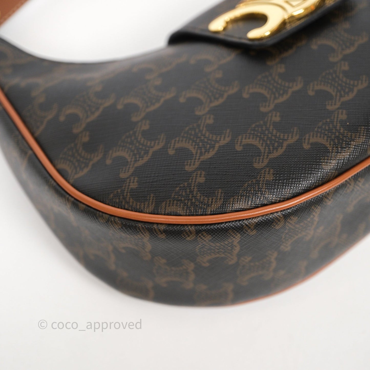 Celine Medium Ava Triomphe Bag Triomphe Canvas Tan Calfskin