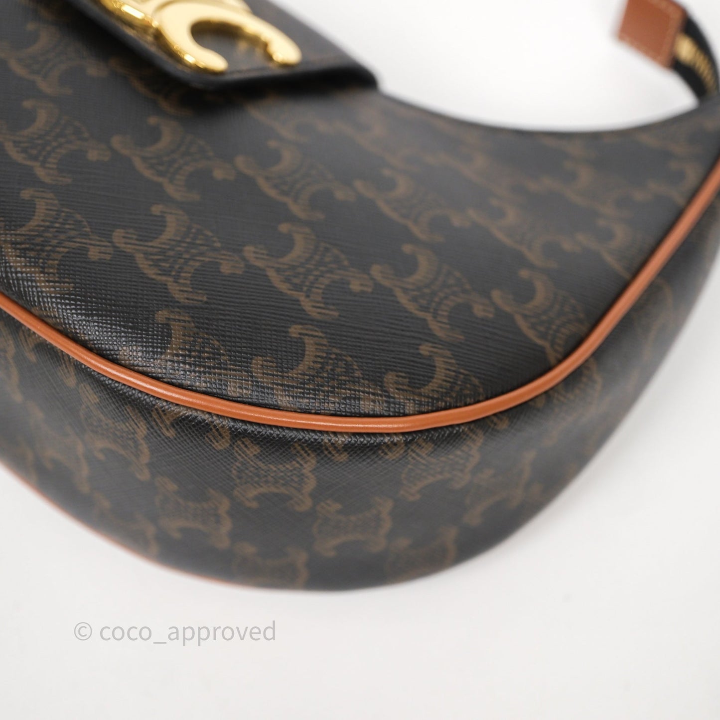 Celine Medium Ava Triomphe Bag Triomphe Canvas Tan Calfskin