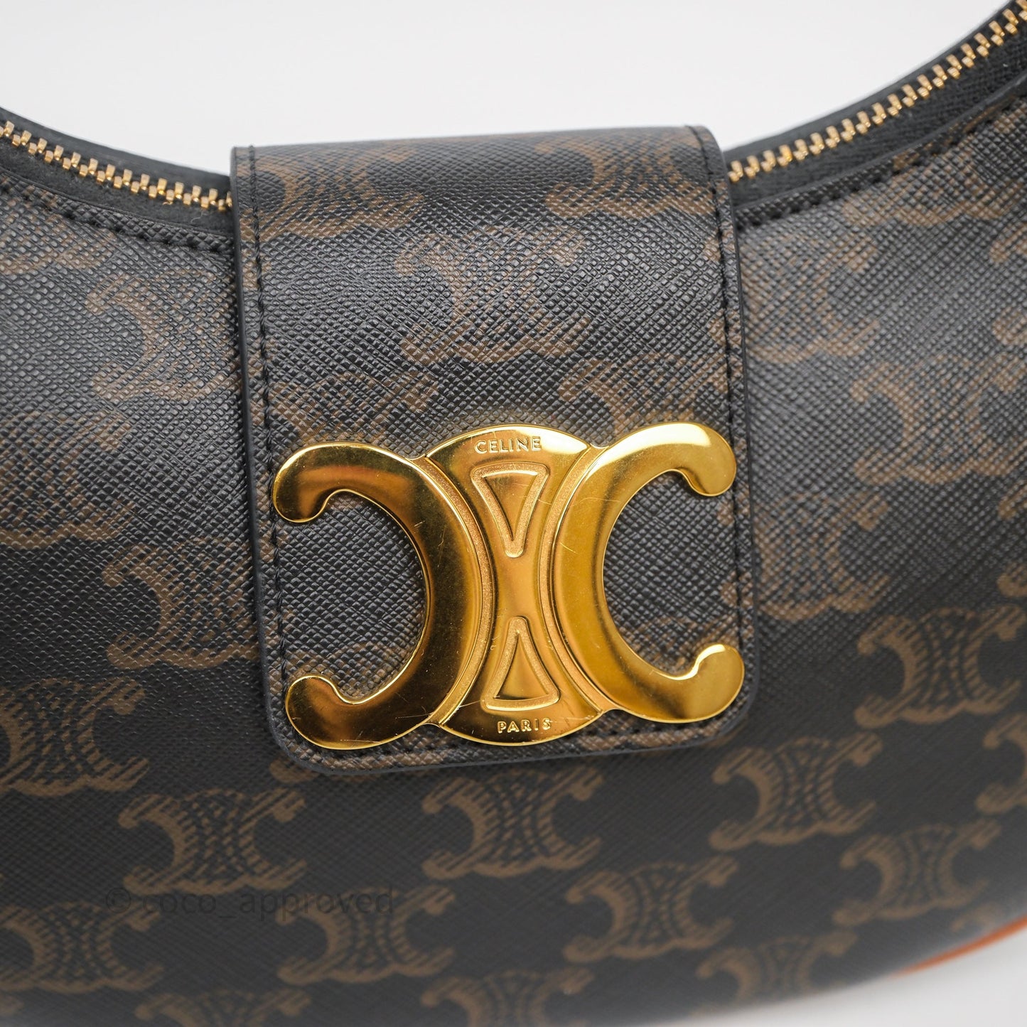 Celine Medium Ava Triomphe Bag Triomphe Canvas Tan Calfskin