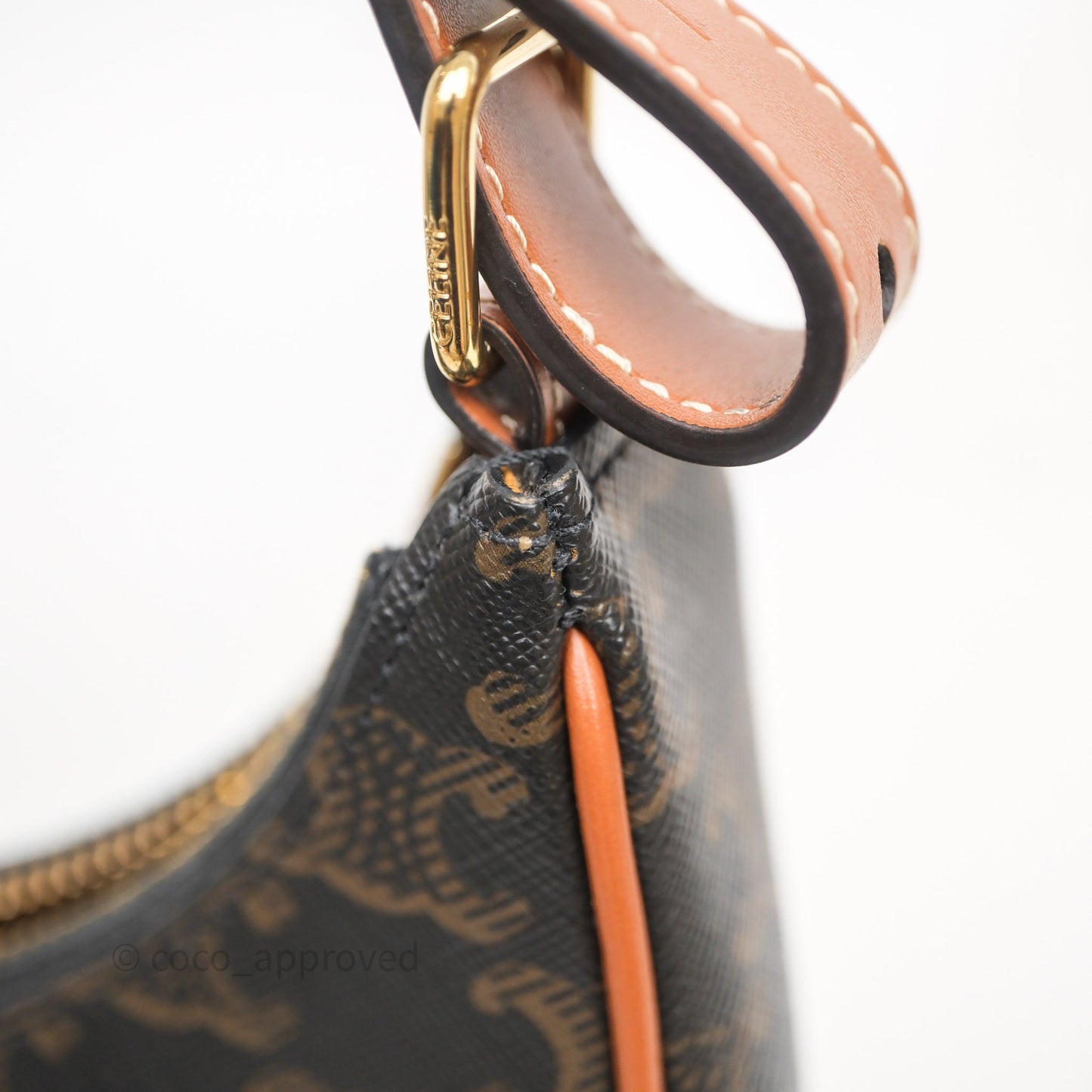 Celine Medium Ava Triomphe Bag Triomphe Canvas Tan Calfskin