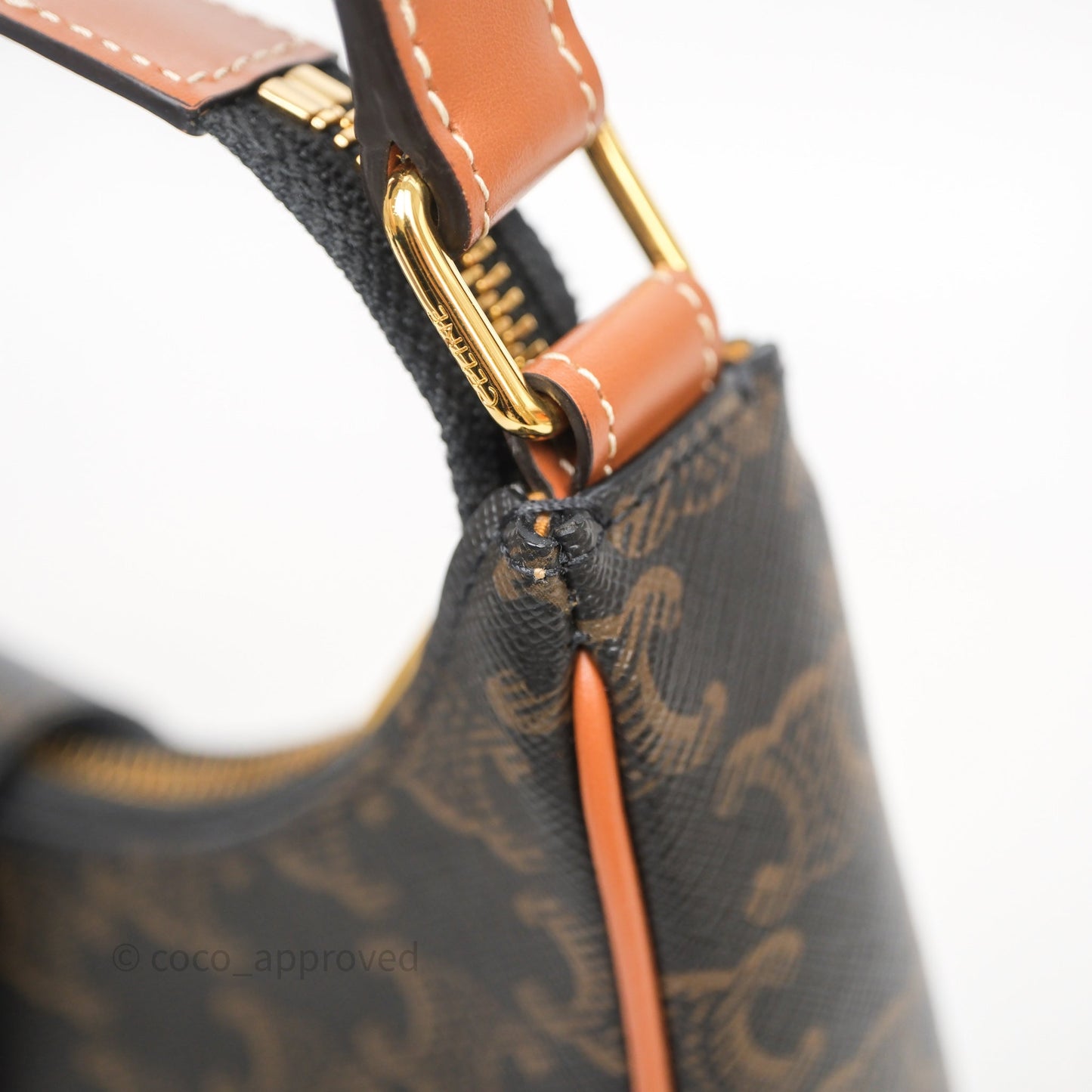 Celine Medium Ava Triomphe Bag Triomphe Canvas Tan Calfskin