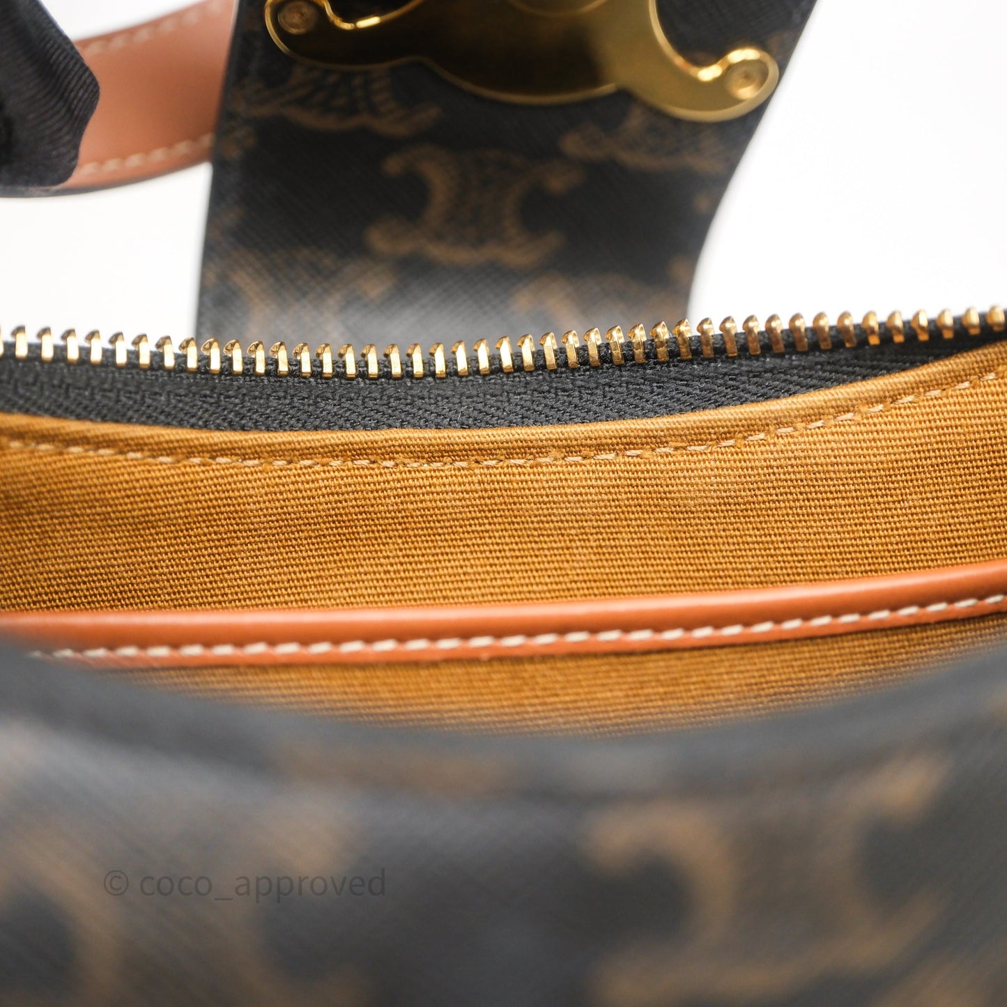Celine Medium Ava Triomphe Bag Triomphe Canvas Tan Calfskin