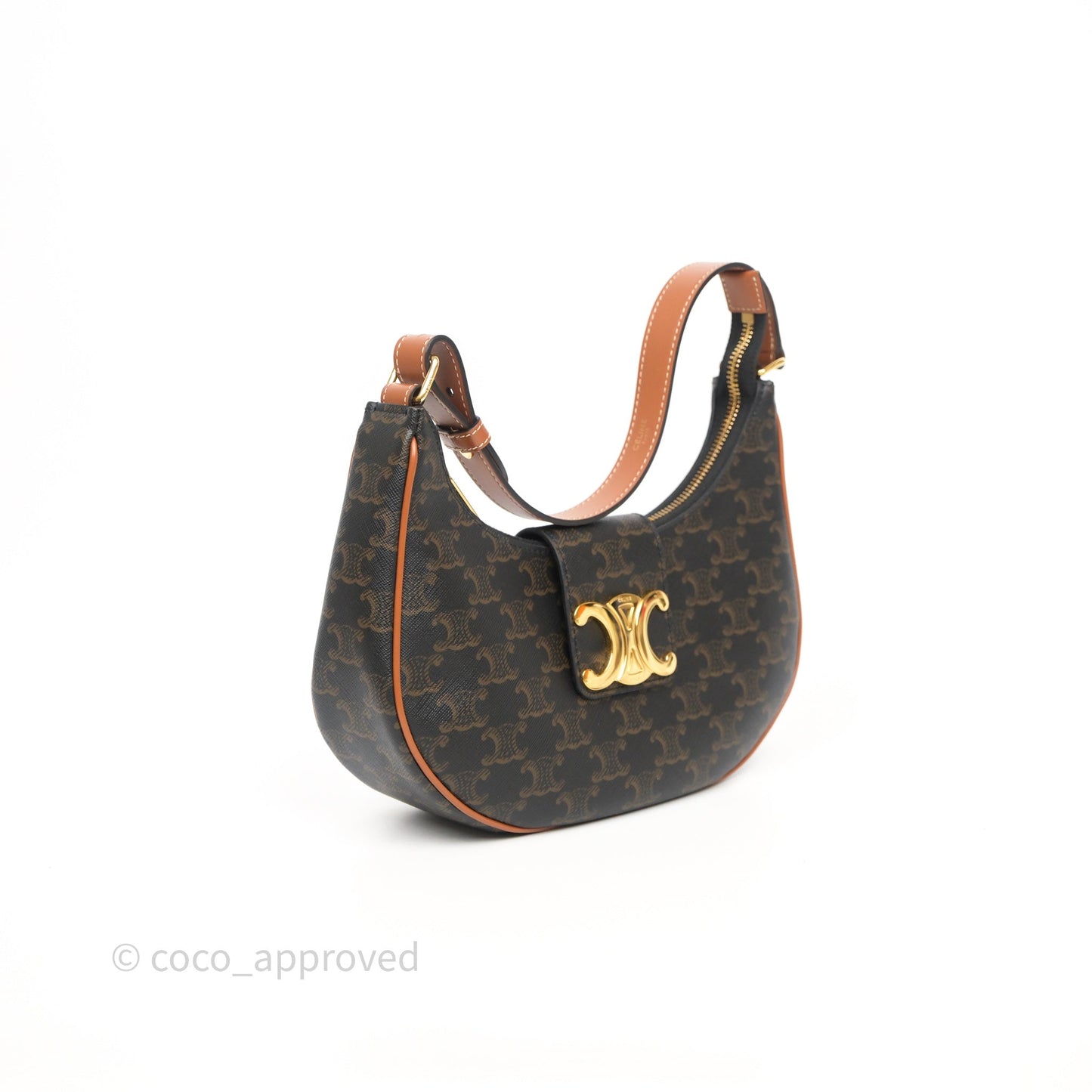 Celine Medium Ava Triomphe Bag Triomphe Canvas Tan Calfskin