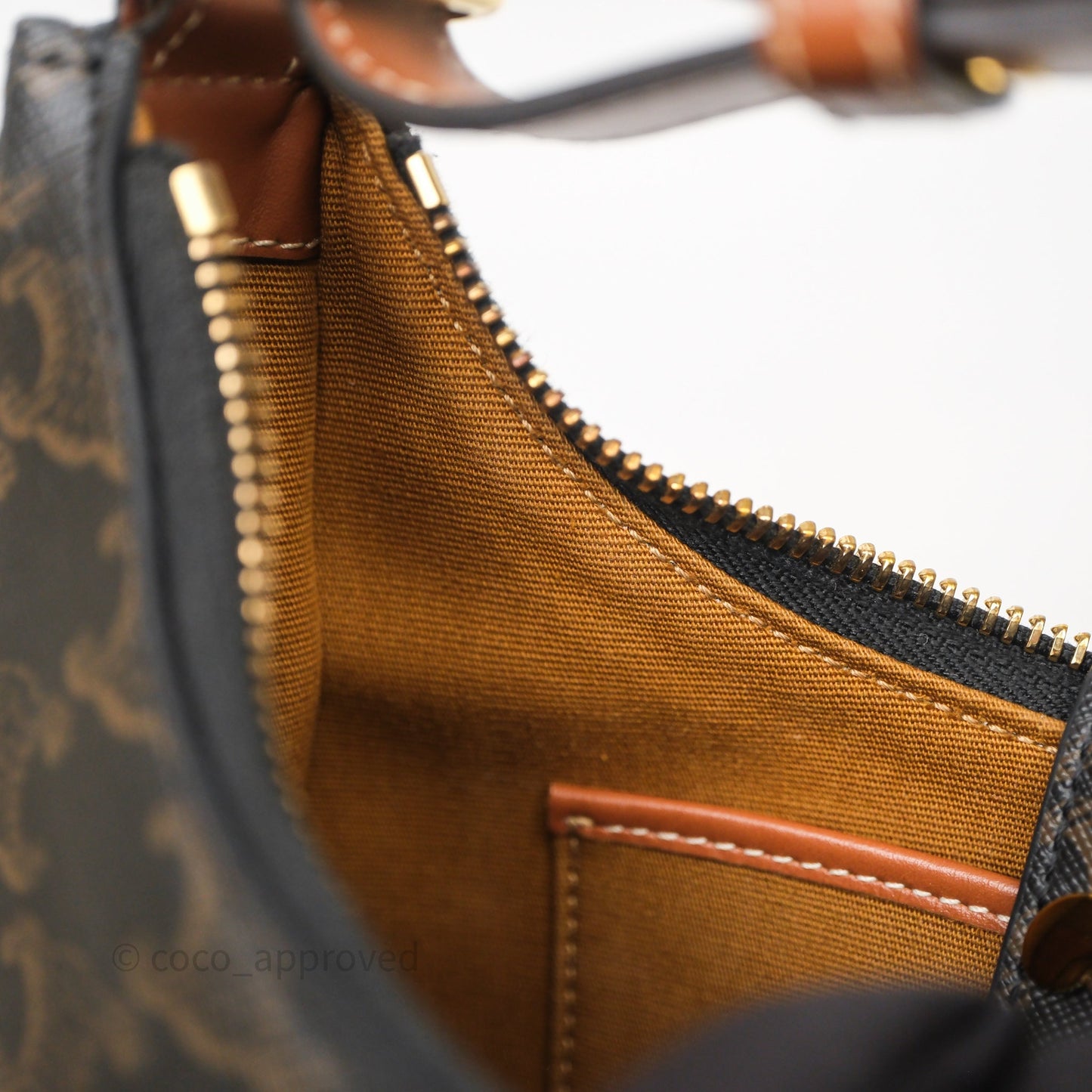 Celine Medium Ava Triomphe Bag Triomphe Canvas Tan Calfskin