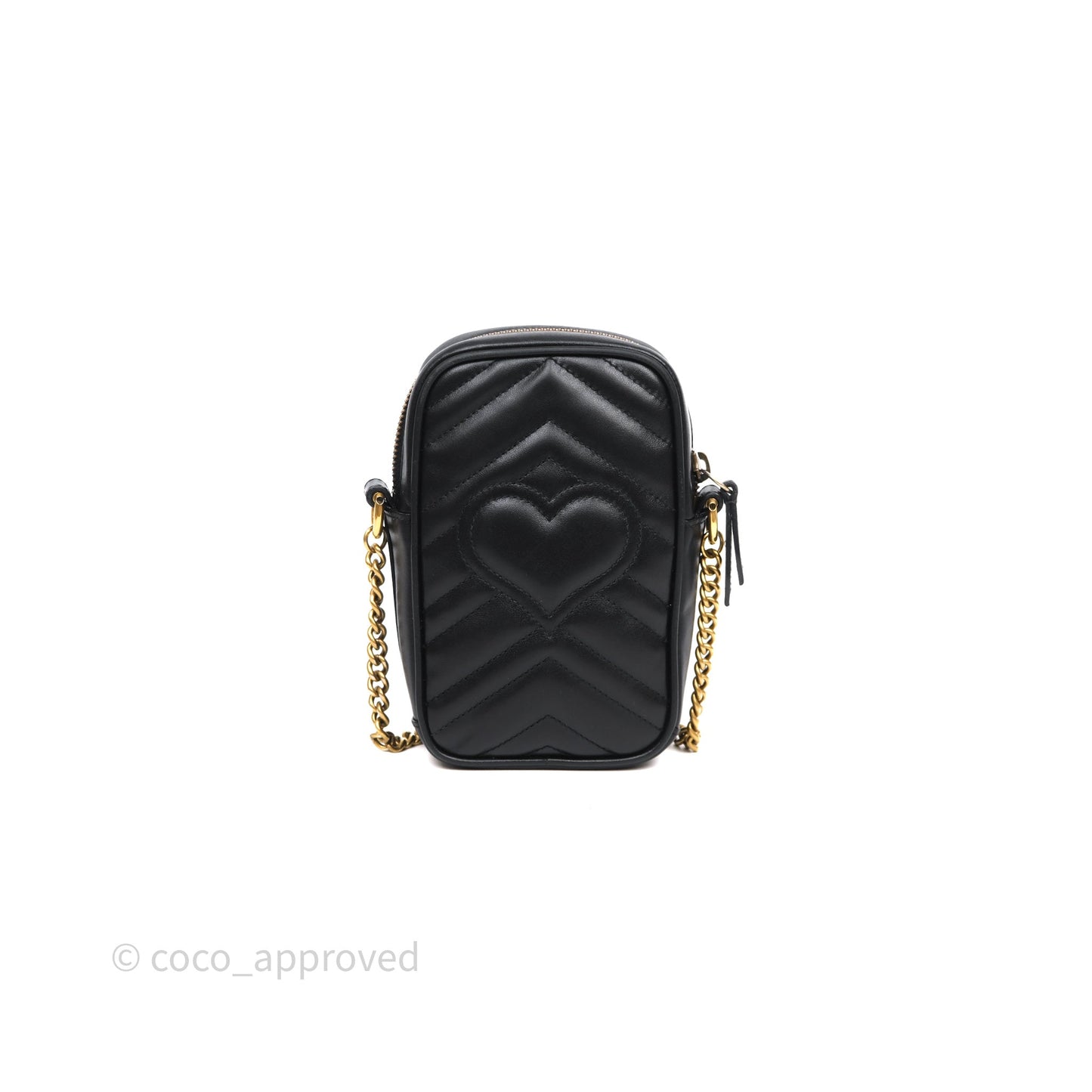 Gucci Mini GG Marmont Vertical Phone Crossbody Bag Black Calfskin