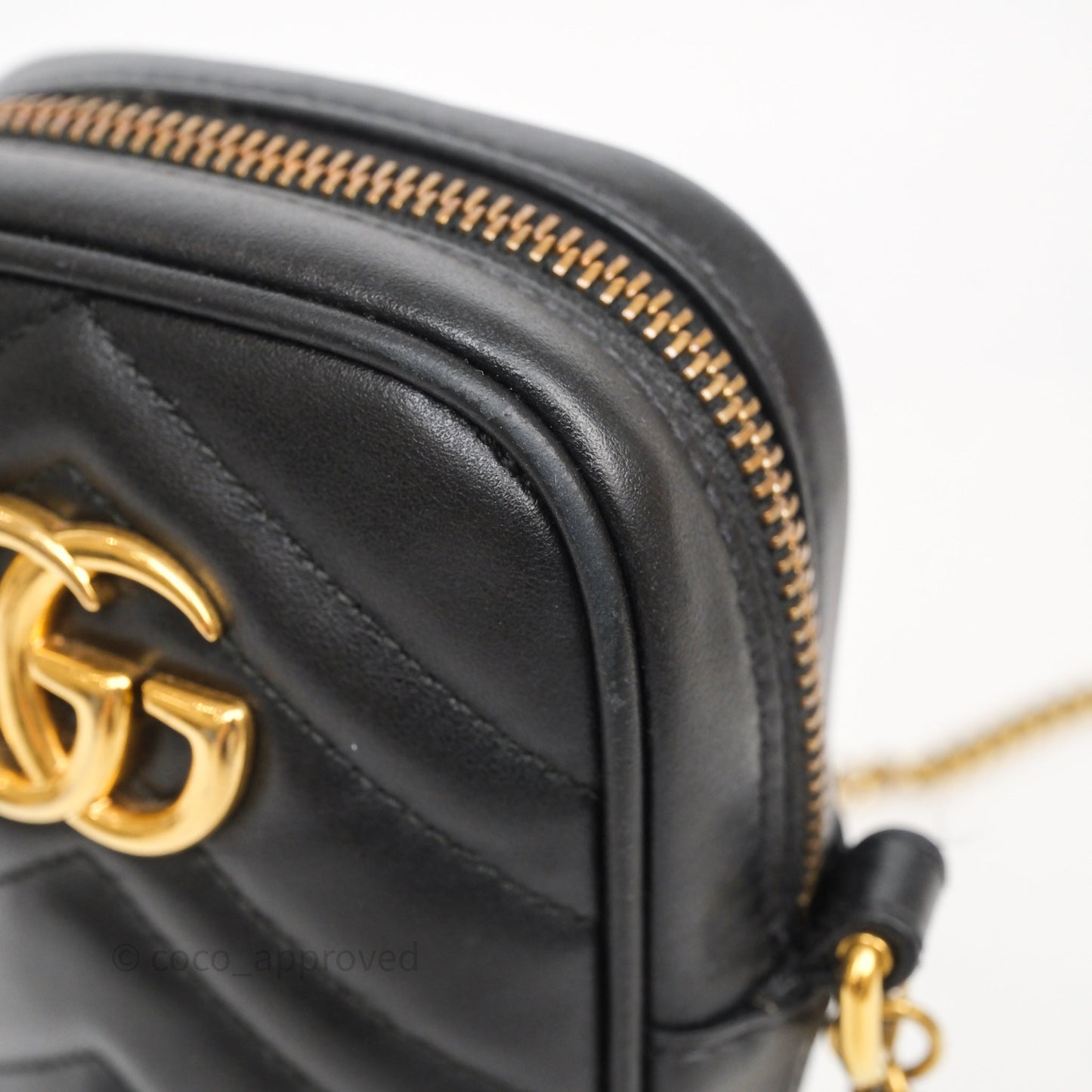 Gucci Mini GG Marmont Vertical Phone Crossbody Bag Black Calfskin
