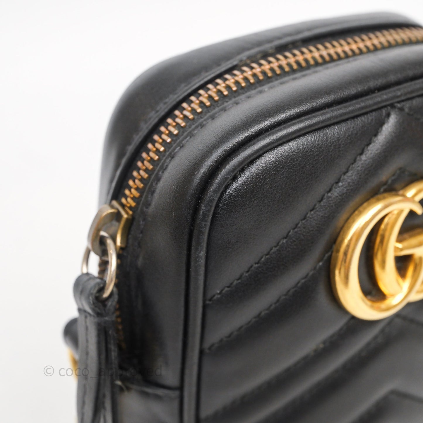 Gucci Mini GG Marmont Vertical Phone Crossbody Bag Black Calfskin