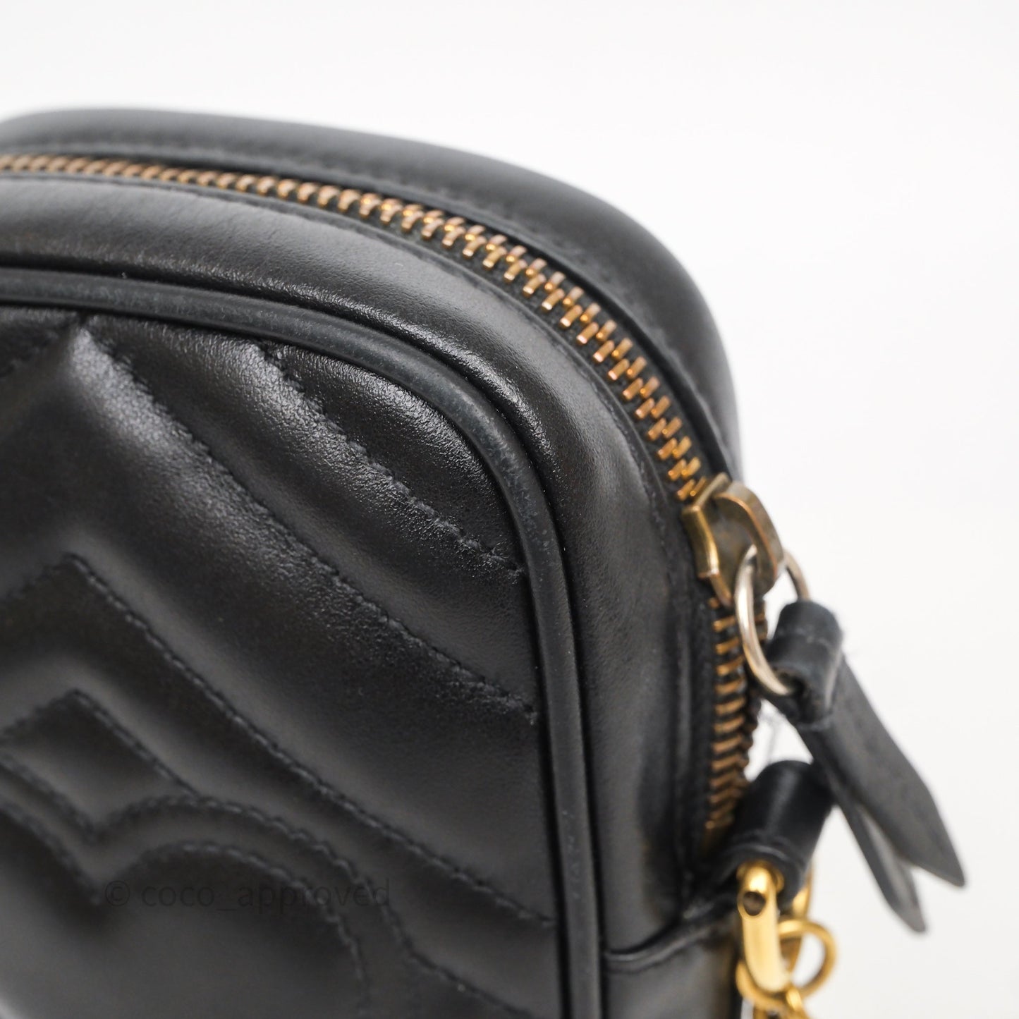 Gucci Mini GG Marmont Vertical Phone Crossbody Bag Black Calfskin