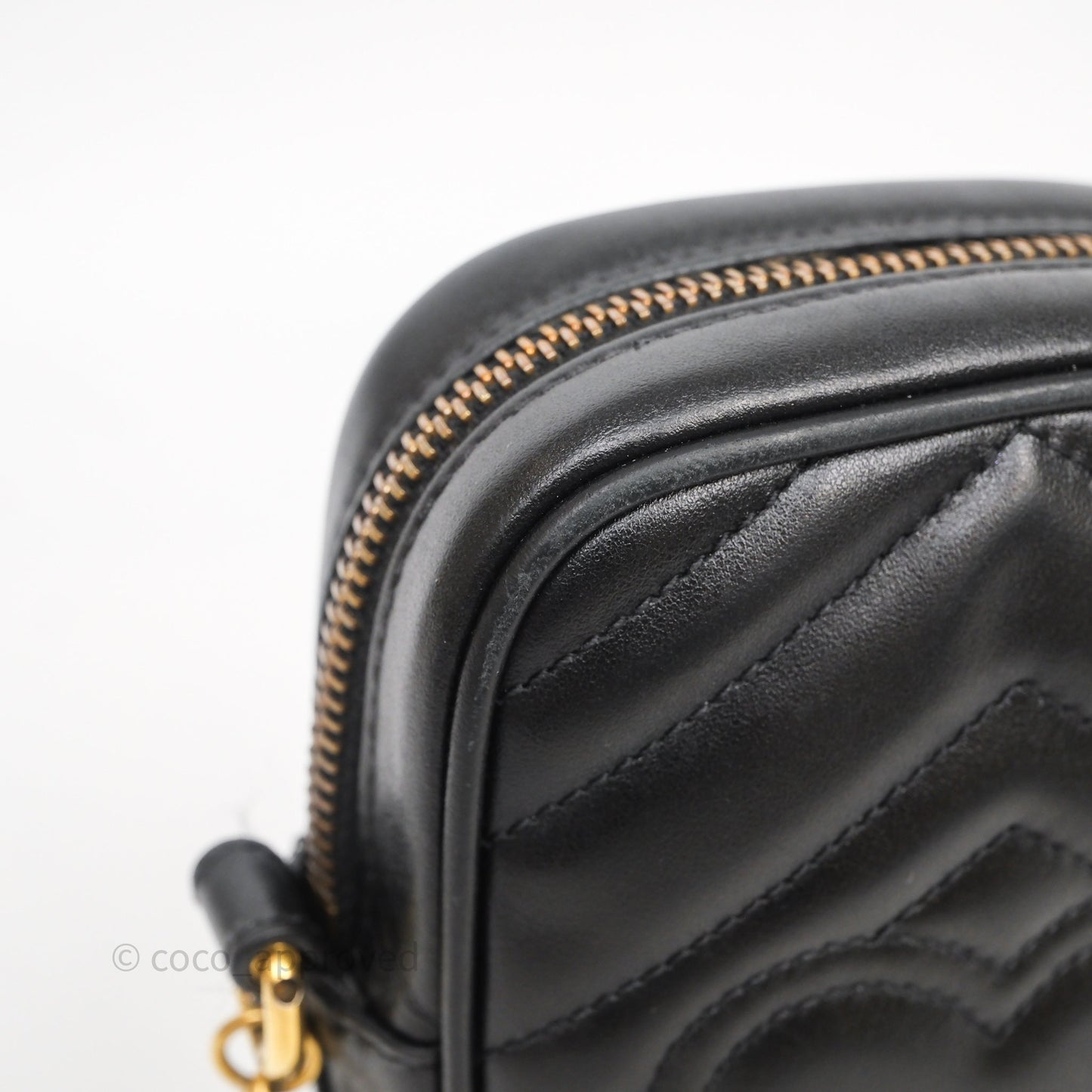 Gucci Mini GG Marmont Vertical Phone Crossbody Bag Black Calfskin