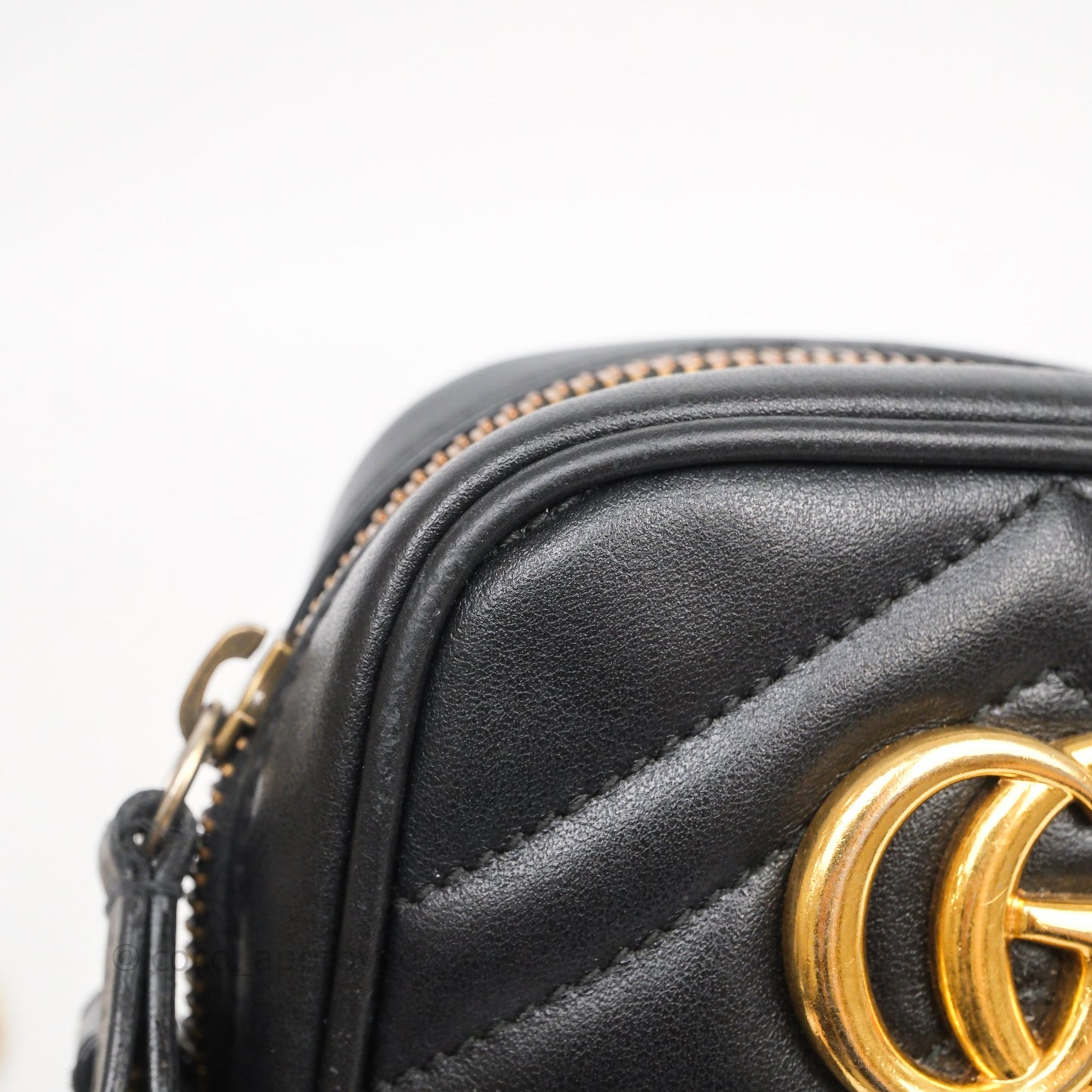 Gucci Mini GG Marmont Vertical Phone Crossbody Bag Black Calfskin