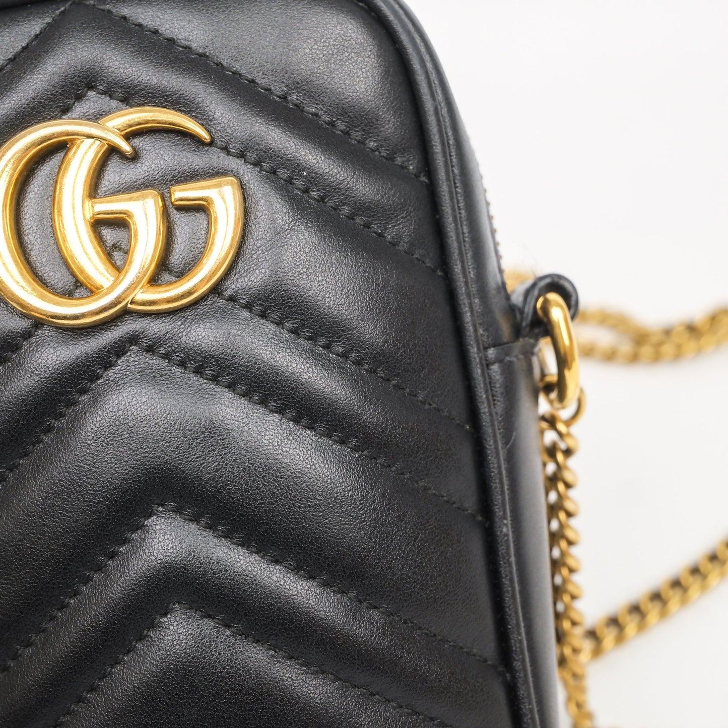 Gucci Mini GG Marmont Vertical Phone Crossbody Bag Black Calfskin