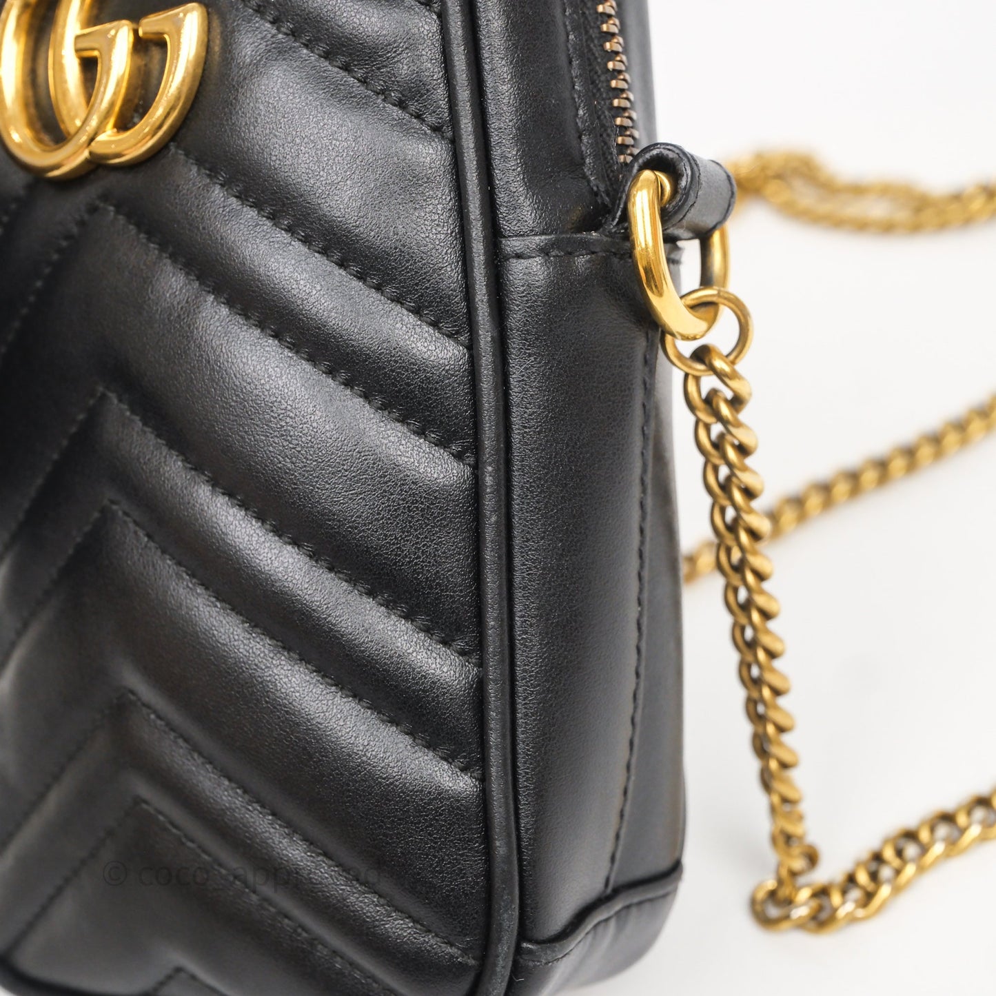 Gucci Mini GG Marmont Vertical Phone Crossbody Bag Black Calfskin